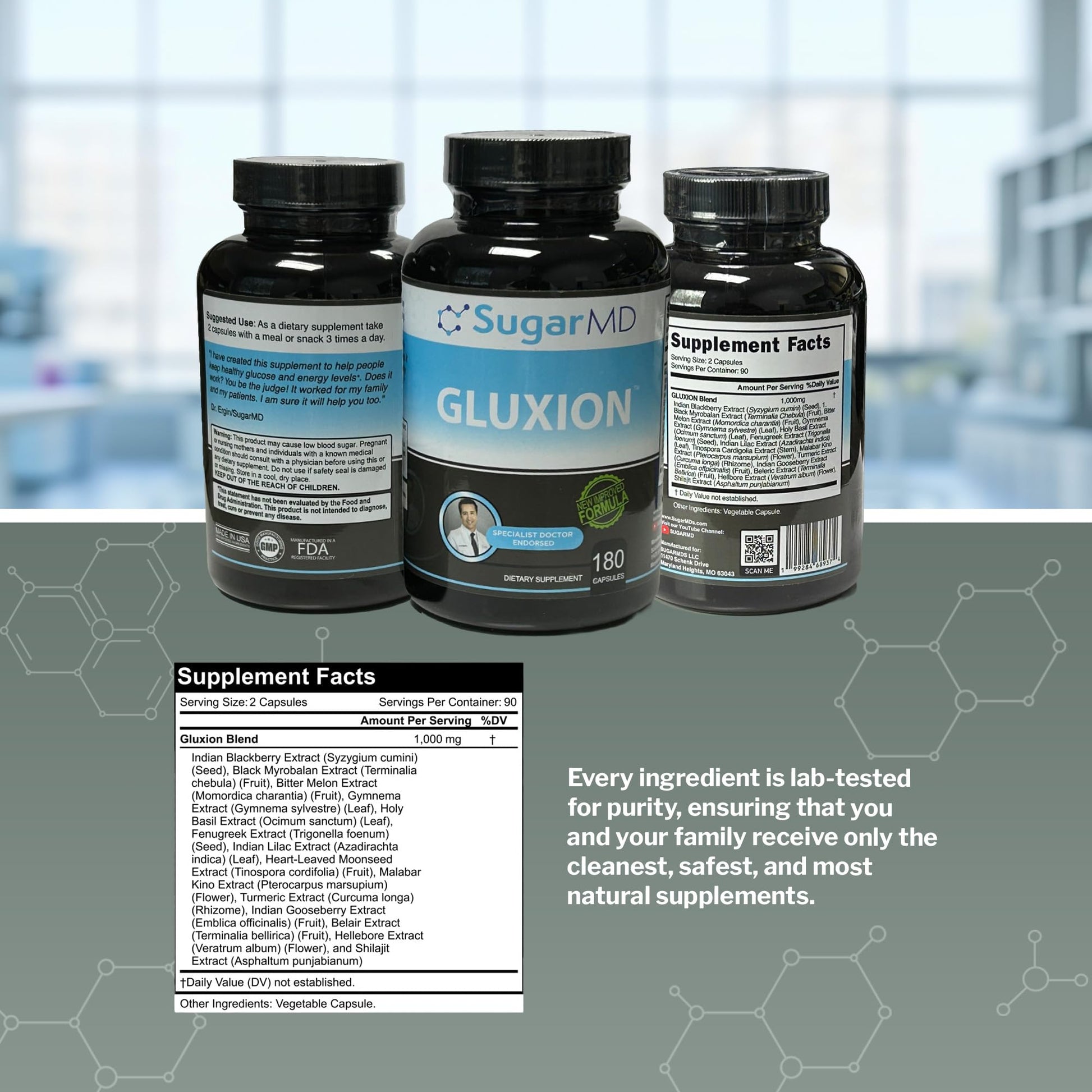 SugarMD GLUXION 3X Strength Formula | Advanced Botanical & Nutrient Blend for Spike Control| Vegan, Non-GMO, 180 Capsules SugarMD Au supplements