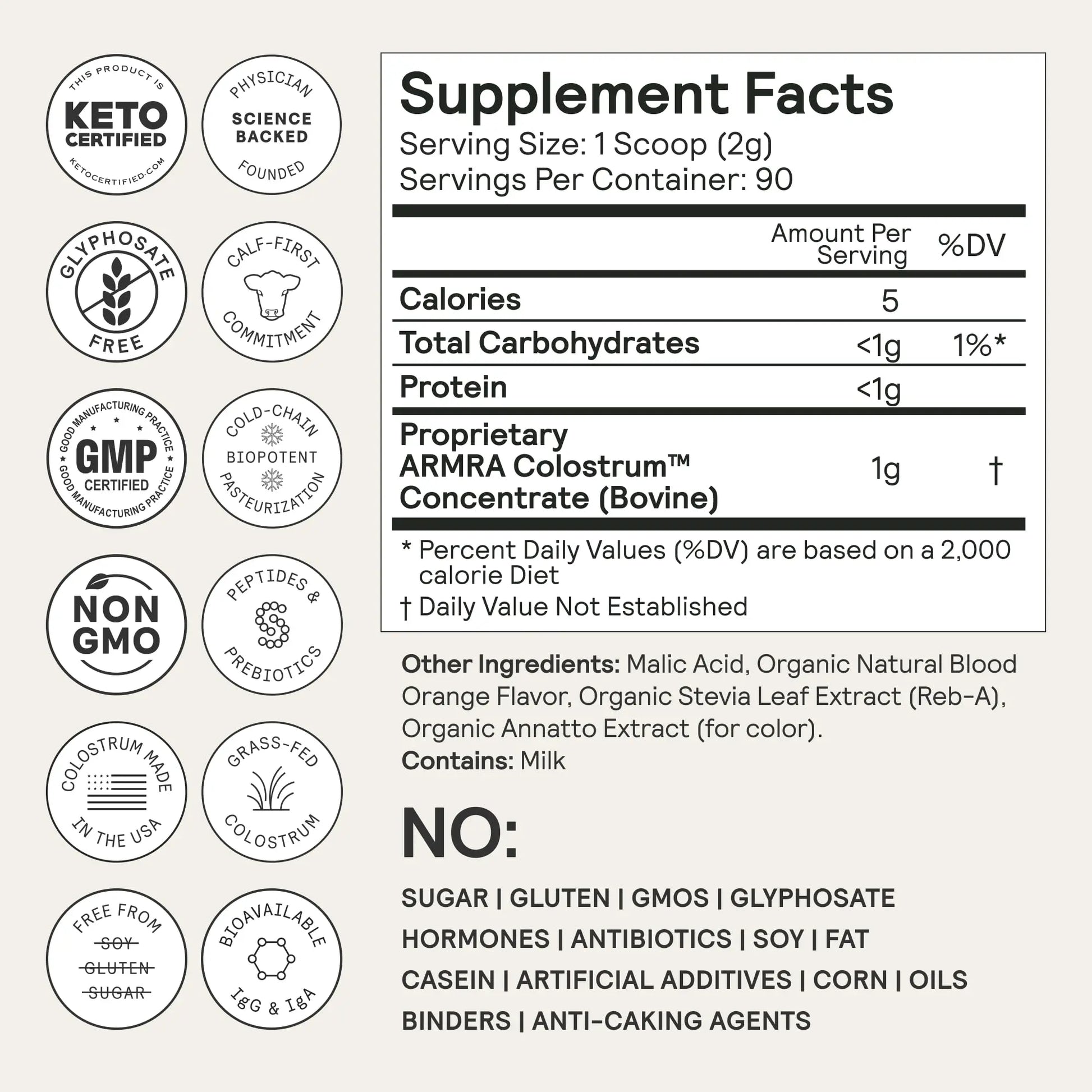 ARMRA Colostrum Powder | Blood Orange | Gut Health & Bloating | Skin & Hair | Immunity | Keto, Gluten & Fat-Free | 90 Servings ARMRA Au supplements
