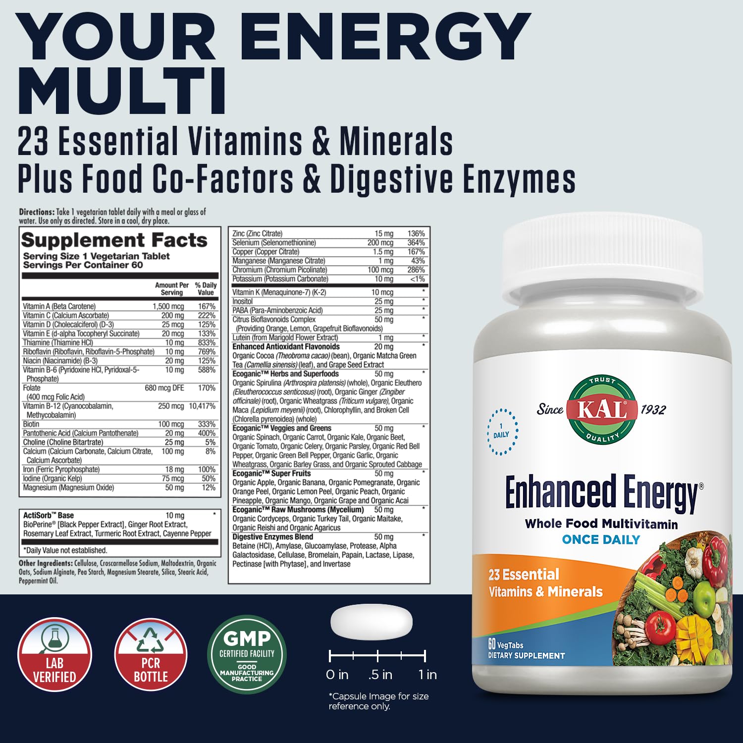 KAL Enhanced Energy Tablets, 60 Count KAL Au supplements