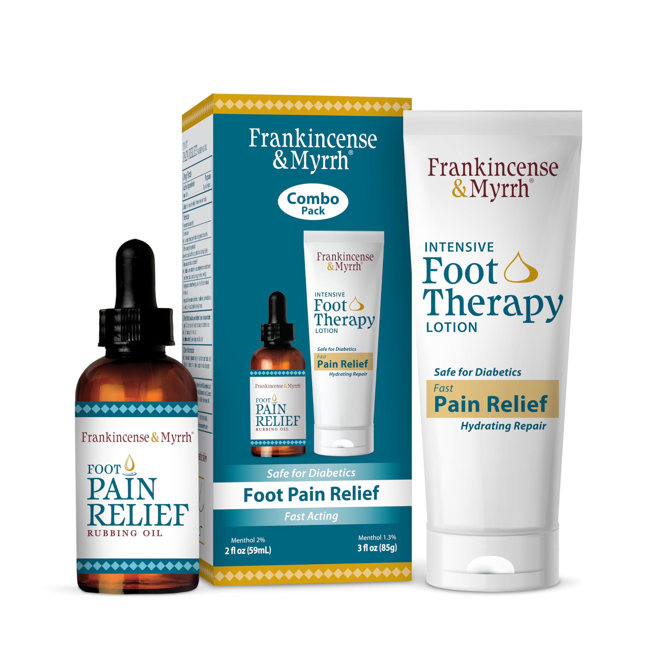 FRANKINCENSE & MYRRH Foot Pain Combo Pack: Foot Pain Relief Rubbing Oil (2 oz) and Intensive Therapy Lotion for feet (3 oz), Neuropathy, Nerve Relief, Frankincense Essential Oil, Maximum Strength FRANKINCENSE & MYRRH Au supplements