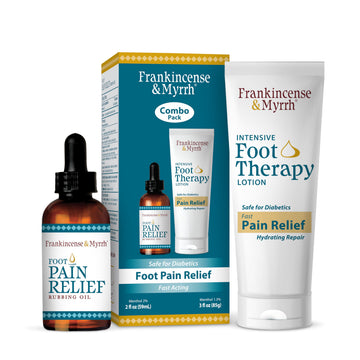 FRANKINCENSE & MYRRH Foot Pain Combo Pack: Foot Pain Relief Rubbing Oil (2 oz) and Intensive Therapy Lotion for feet (3 oz), Neuropathy, Nerve Relief, Frankincense Essential Oil, Maximum Strength FRANKINCENSE & MYRRH Au supplements