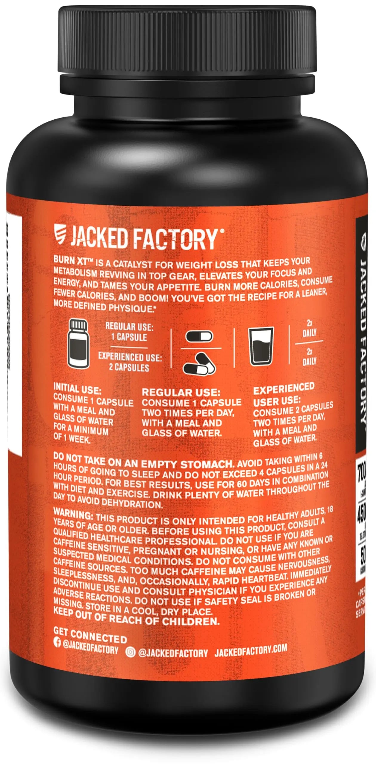 Jacked Factory Burn-XT Clinically Studied Fat Burner & Weight Loss Supplement - Appetite Suppressant & Energy Booster - with Acetyl L-Carnitine Jacked Factory Au supplements