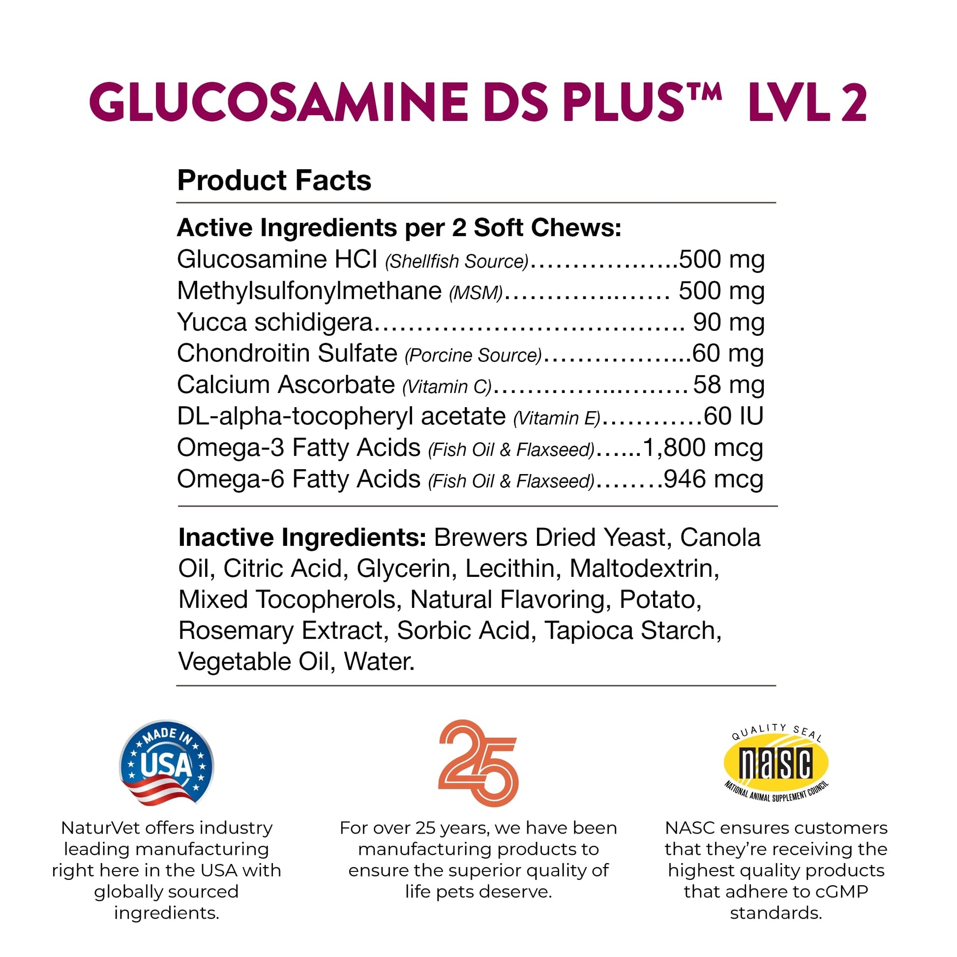 NaturVet – Glucosamine DS Plus - Level 2 Moderate Care – Supports Healthy Hip & Joint Function – Enhanced with Glucosamine, MSM & Chondroitin – for Dogs & Cats–120 Soft Chews NaturVet Au supplements