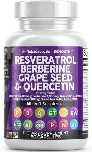 Resveratrol 6000mg Berberine 3000mg Grape Seed Extract 3000mg Clean Nutraceuticals Store Au supplements