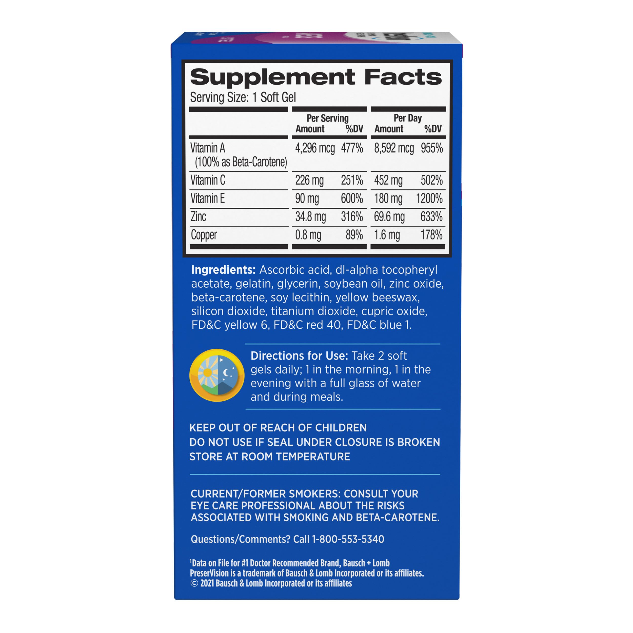 PreserVision AREDS Eye Vitamins, #1 Eye Doctor Recommended Brand, Multivitamin with Copper, Vitamin A, C & E, Zinc Supplements, 120 Softgels PreserVision Au supplements