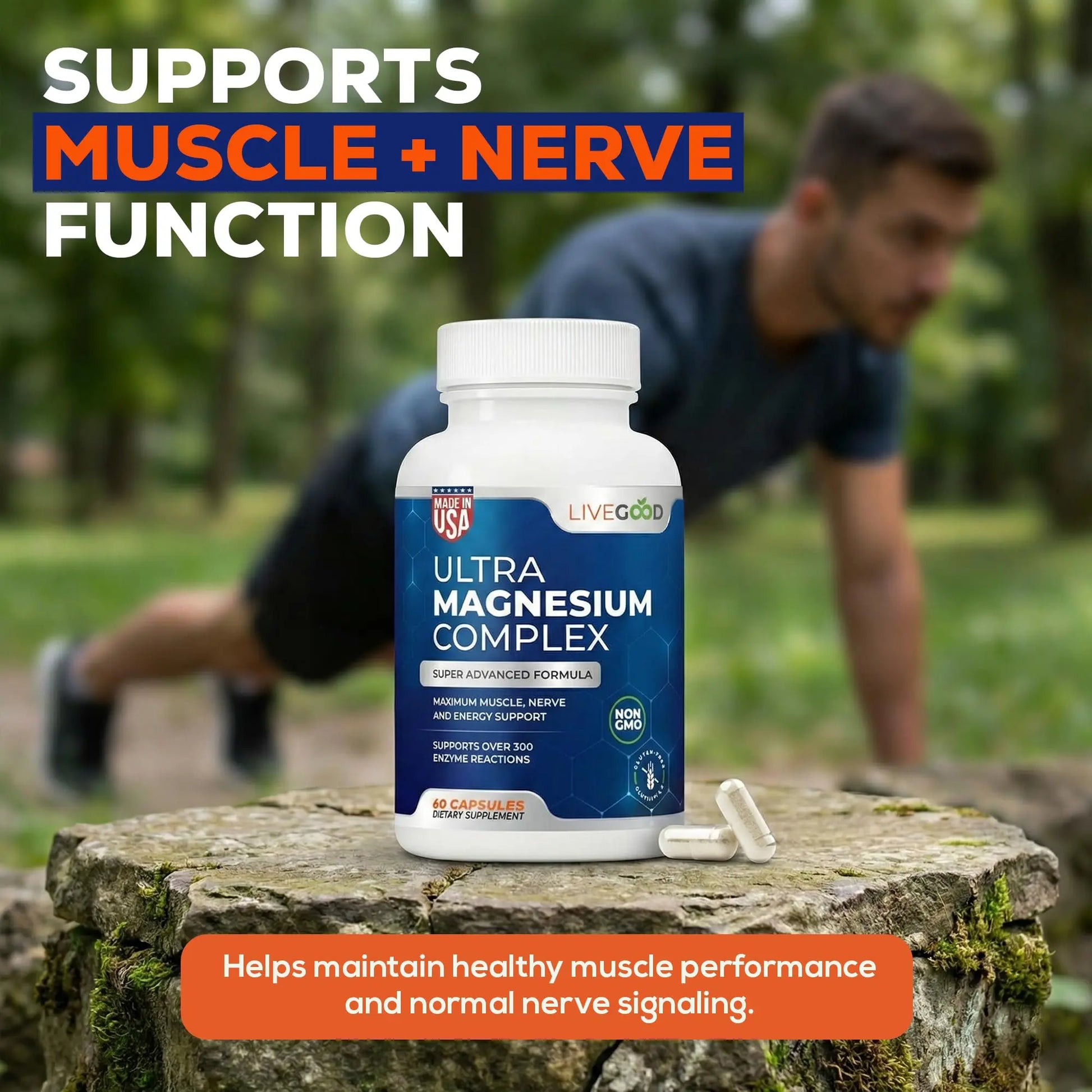 LiveGood™ Ultra Magnesium Complex, Organic Magnesium Glycinate and Gluconate for Muscle Recovery, Nerve Support & Relief – High Absorption Supplement, Vegan, Non-GMO, Made in USA, 60 Capsules LIVEGOOD Au supplements