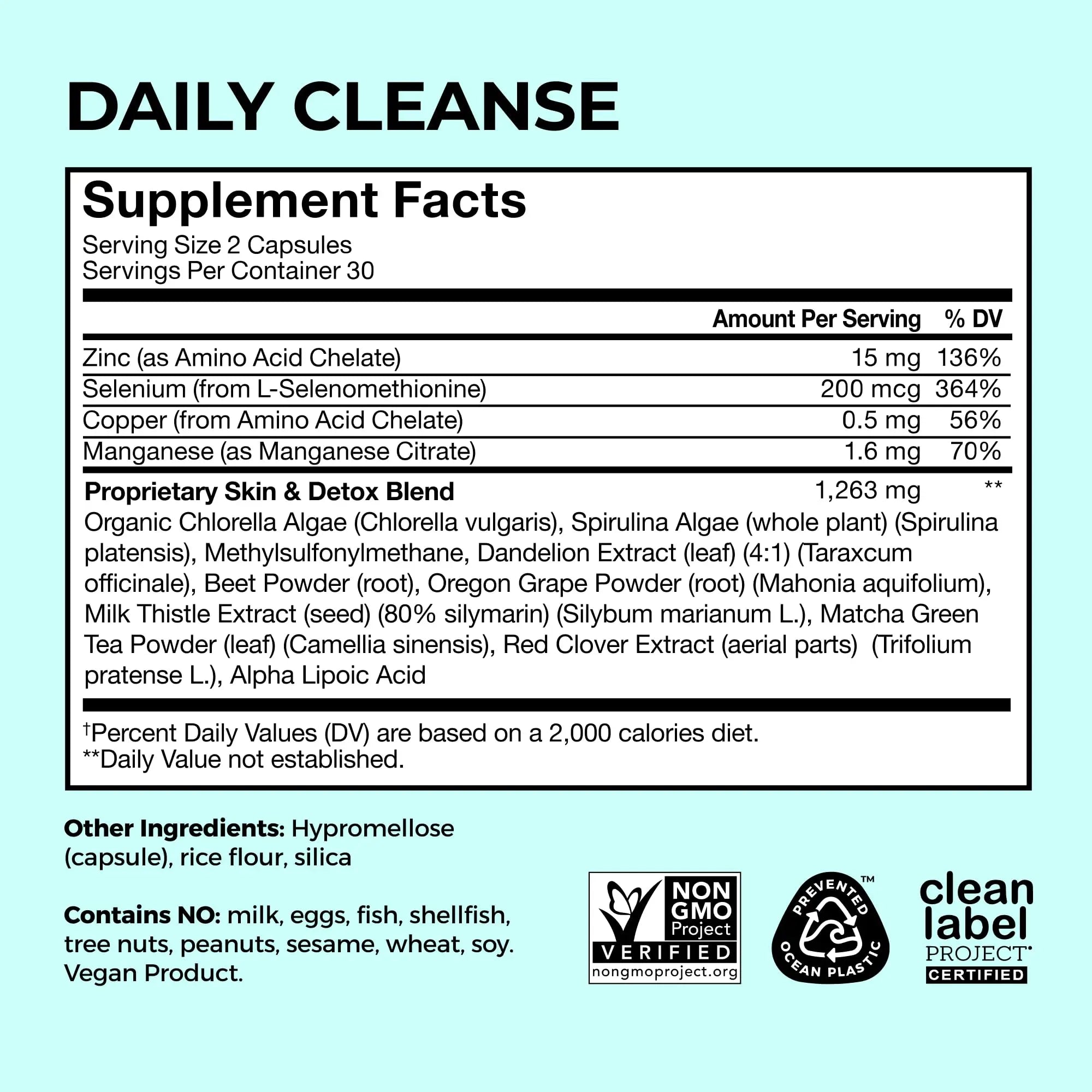 HUM Daily Cleanse Acne Supplements for Women & Men, Gentle Digestive Cleanse for Clear Skin Support, Zinc, Spirulina, Chlorella, Detoxifying Herbs, Organic Algae, Skin Vitamins Supplement, 60 Capsules HUM Au supplements