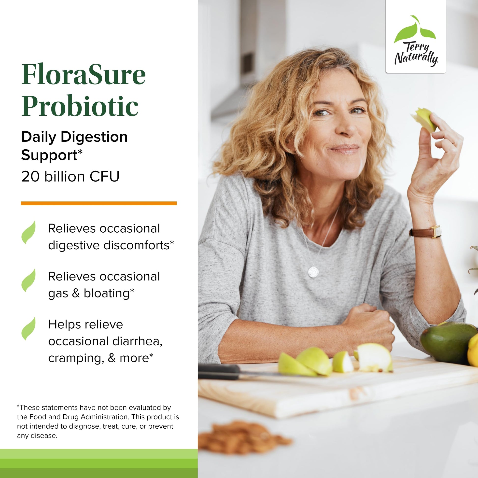 Terry Naturally FloraSure Probiotic - Digestion Supplement to Aid Against Occasional Bloating & Support Gas Relief - Gut Health Support with Bifidobacterium Bifidum - 30 Capsules (Pack of 2) Terry Naturally Au supplements