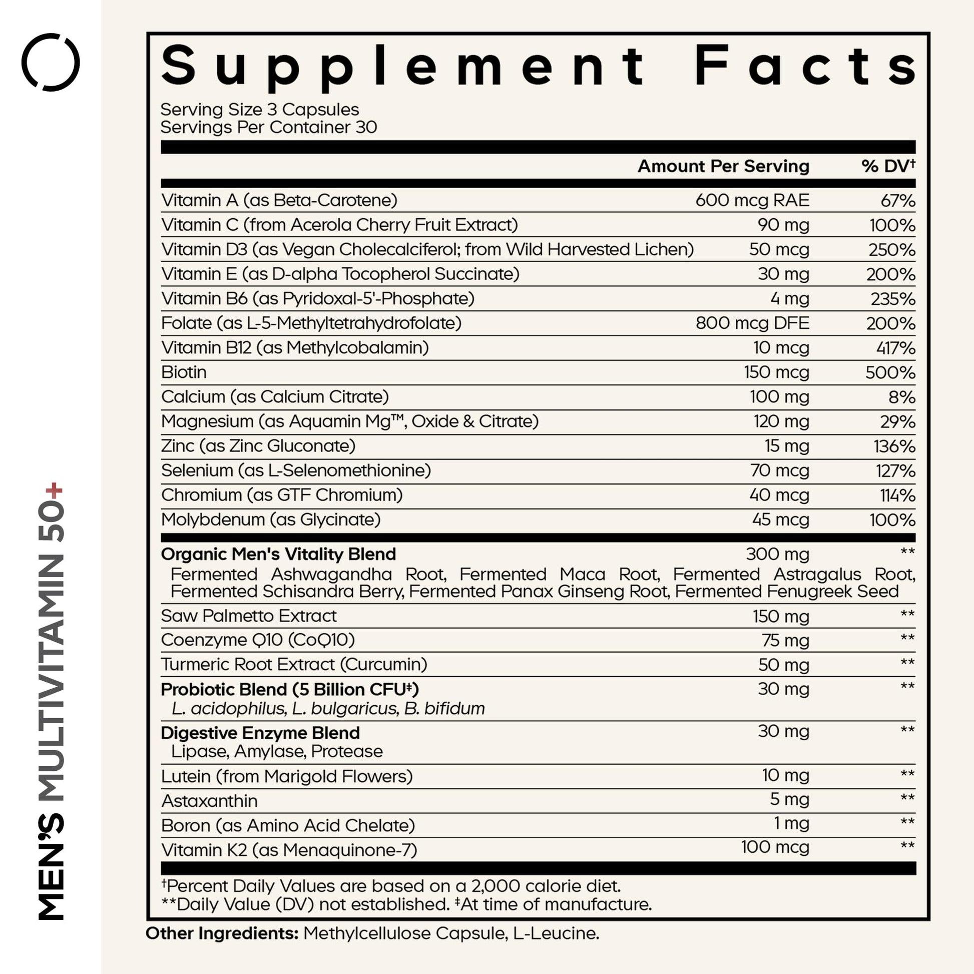 Codeage Men's Multivitamin 50+ Supplement - Essential Vitamins for Men Over 50 Years Old, Minerals, CoQ10, Turmeric, Saw Palmetto, Maca, Panax Ginseng, Probiotics & Botanicals - Non-GMO - 90 Capsules Codeage Au supplements