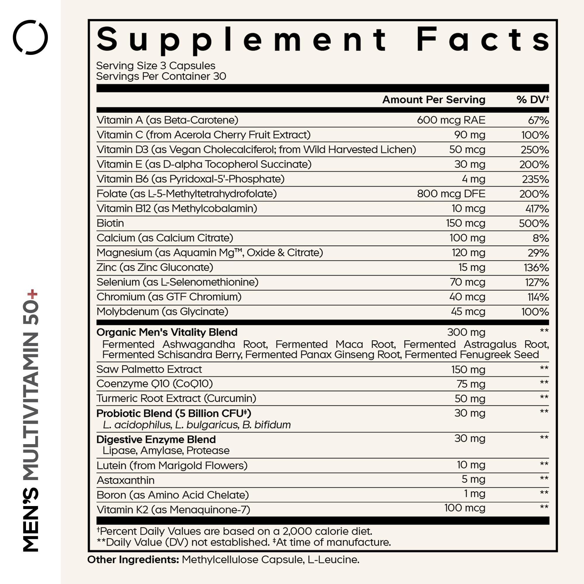 Codeage Men's Multivitamin 50+ Supplement - Essential Vitamins for Men Over 50 Years Old, Minerals, CoQ10, Turmeric, Saw Palmetto, Maca, Panax Ginseng, Probiotics & Botanicals - Non-GMO - 90 Capsules Codeage Au supplements