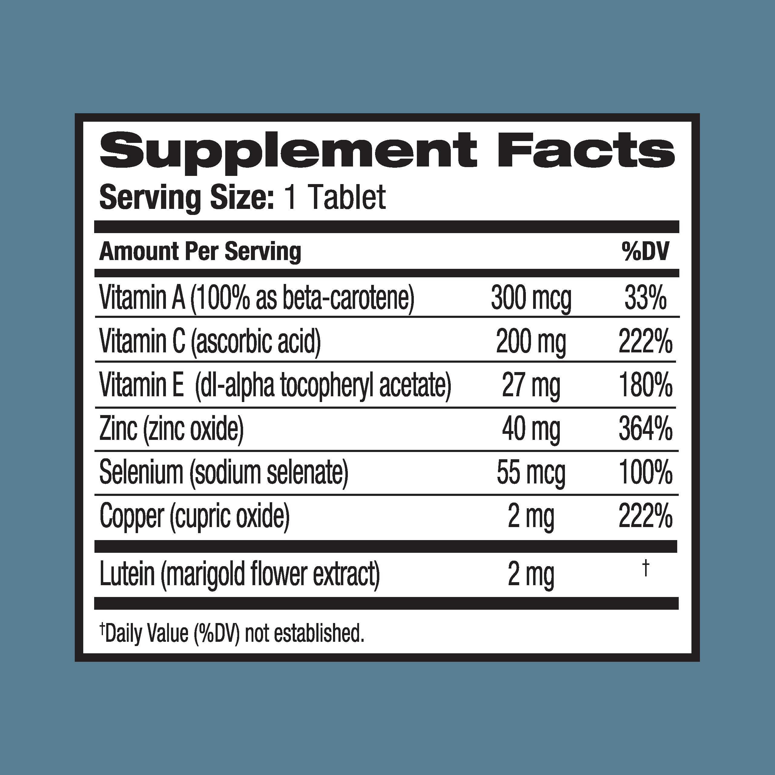 Ocuvite Eye Vitamin & Mineral Supplement, Lutein & Antioxidant Vitamins A, C, E, Zinc for Eye Health, Vitamins for Eyes, 120 Tablets (Pack of 2) Ocuvite Au supplements