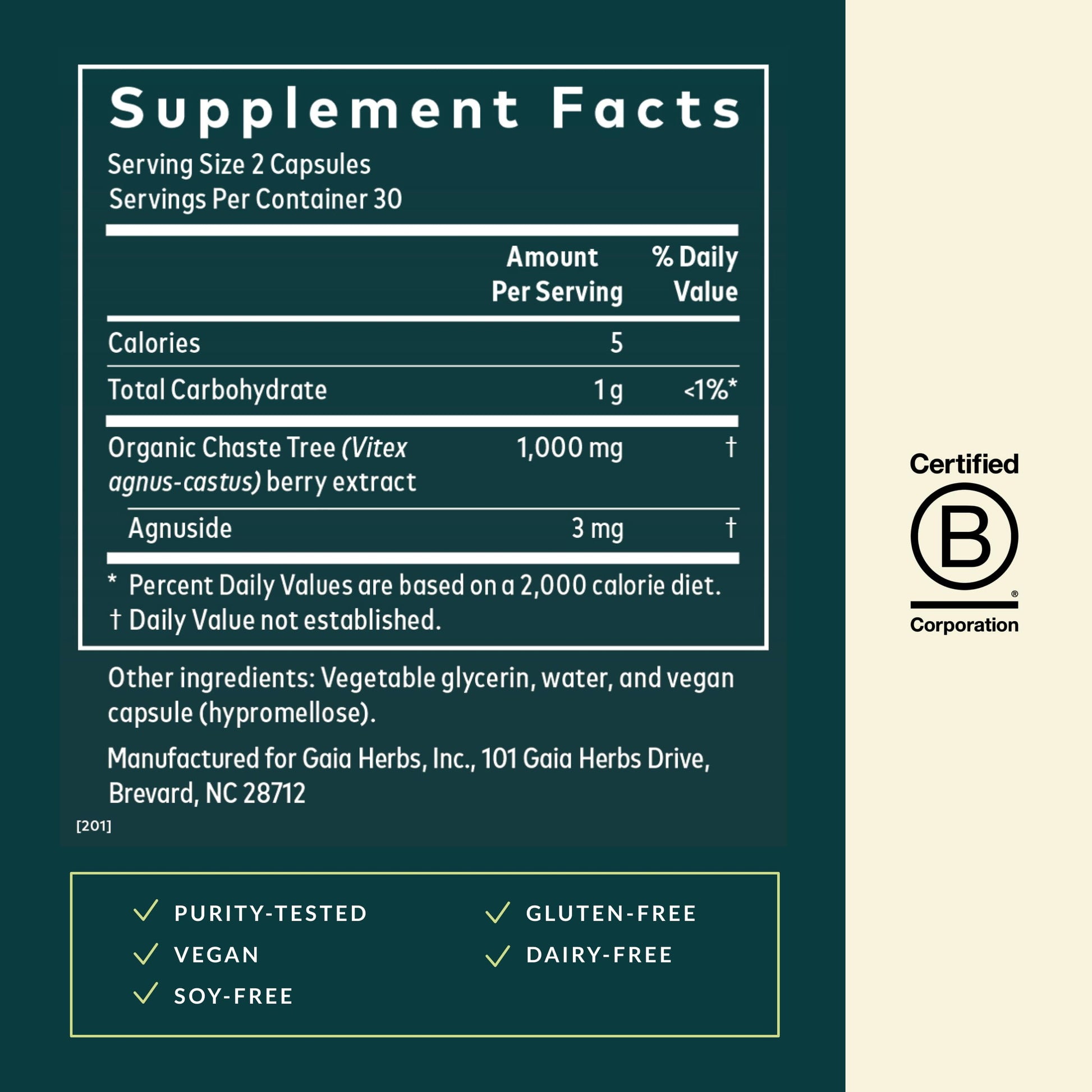 Gaia Herbs Vitex Berry - Vitex Traditionally Used to Support Hormone Balance for Women & a Healthy Menstrual Cycle* - 60 Vegan Liquid Phyto-Caps (30 Servings) Gaia Herbs Au supplements