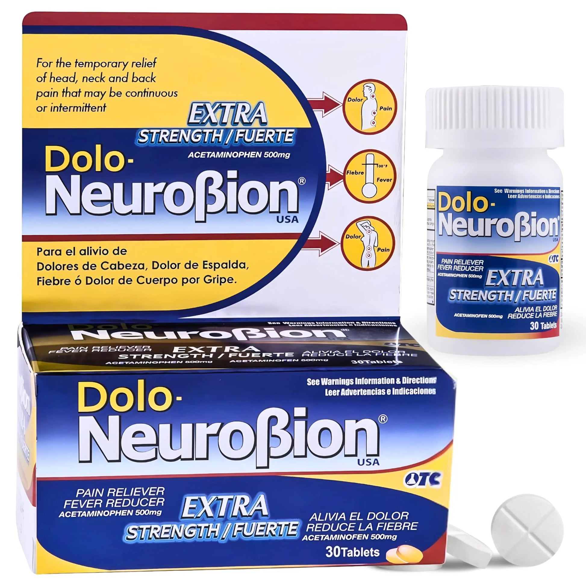 Dolo Neurobion 30 Tablets - Pain Reliever, Fever Reducer, Extra Strength, Fuerte, Alivia el Dolor, Reduce la Fiebre Neurobion Au supplements