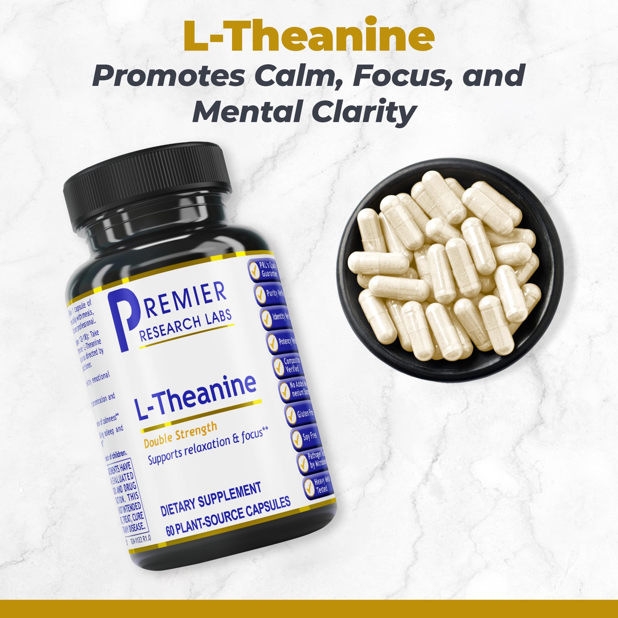 Premier Research Labs L-Theanine Double Strength - Pure L Theanine Supplement 200mg, Focus & Energy Support for Men & Women, Amino Acid for Relaxation, Support for Adults & Kids - 60 Vegan Capsules Premier Research Labs Au supplements