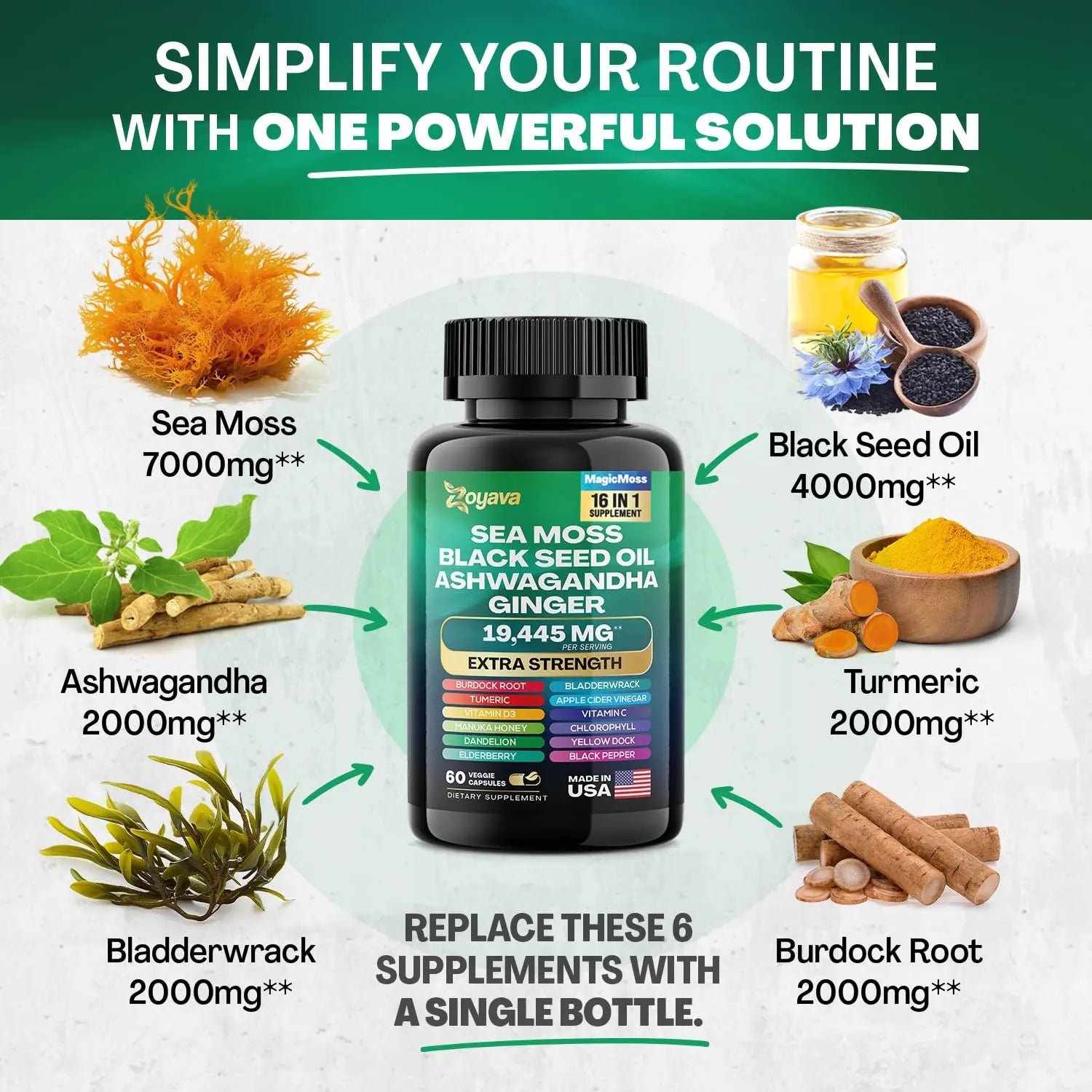 Zoyava Magic Moss Blend Sea Moss 7000mg Ashwagandha 2000mg Black Seed Oil Zoyava Au supplements