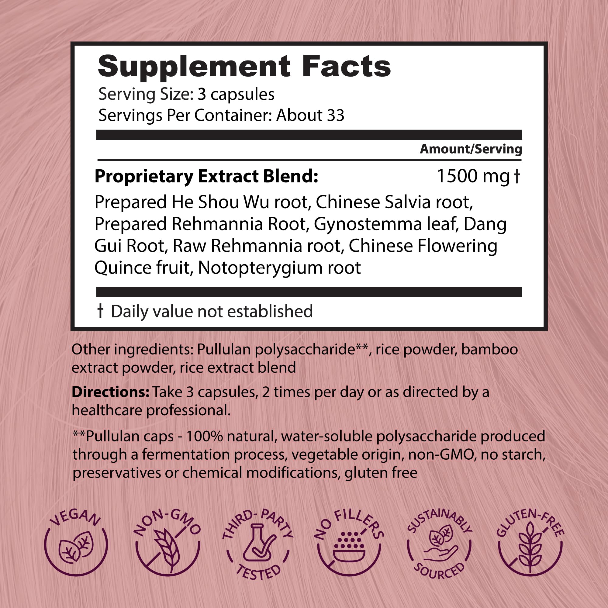 Dragon Herbs Hair and Nails | All Natural Supplement to Support Hair, Nails, Healthy Aging, and Circulation | All Natural Ingredients, Non-GMO (100 Capsules, 500 mg Per Capsule) Dragon Herbs Au supplements