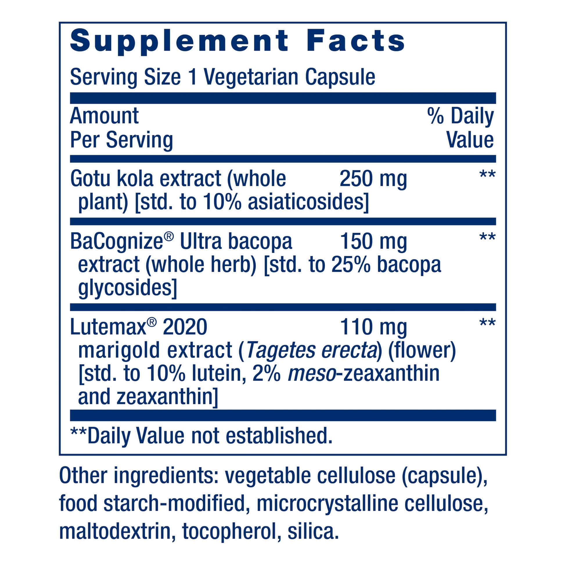 Life Extension Quick Brain Nootropic, Fast Thinking, Learning, Concentration, Lutein, zeaxanthin, gotu kola, bacopa, Gluten Free, Non-GMO, Vegetarian, 1 Daily, 30 Capsules Life Extension Au supplements