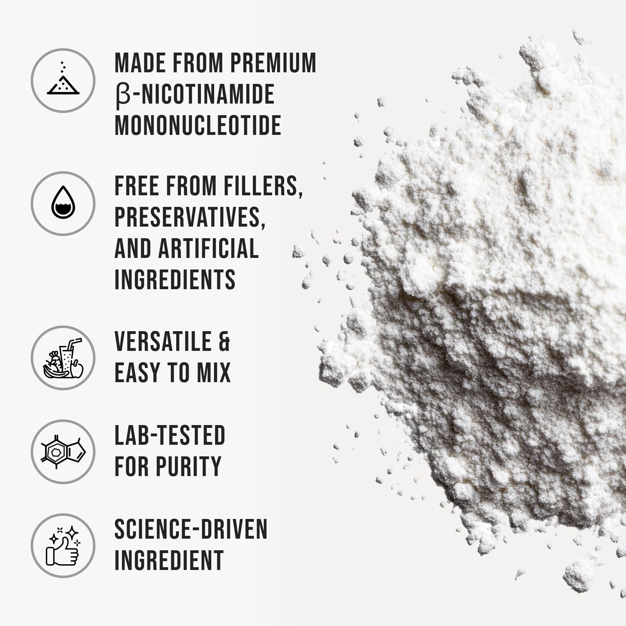 Pure NMN Powder Nicotinamide Mononucleotide Quick Dissolved NMN Supplement Powder 100% Unflavored NMN Supplement Supports NAD+ Levels Vegan Friendly Non-GMO, 90g WHYZ Au supplements