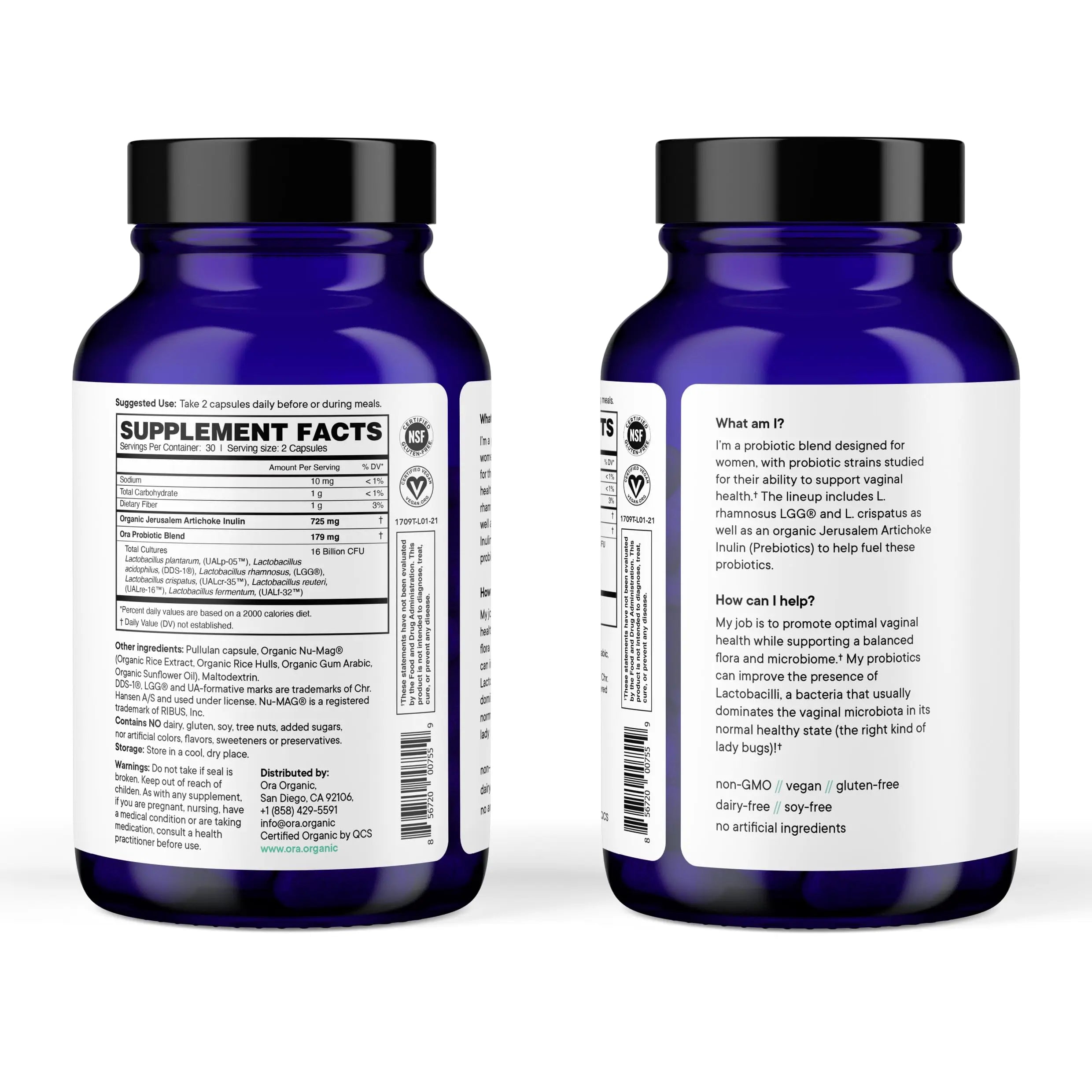 Ora Organic Prebiotics and Probiotics for Women - Lactobacillus for Vaginal and Urinary Tract Health, Contains 16 Billion CFU, 6 Strains - 1 Month Supply, 60 Vegan Probiotic Capsules Ora Organic Au supplements