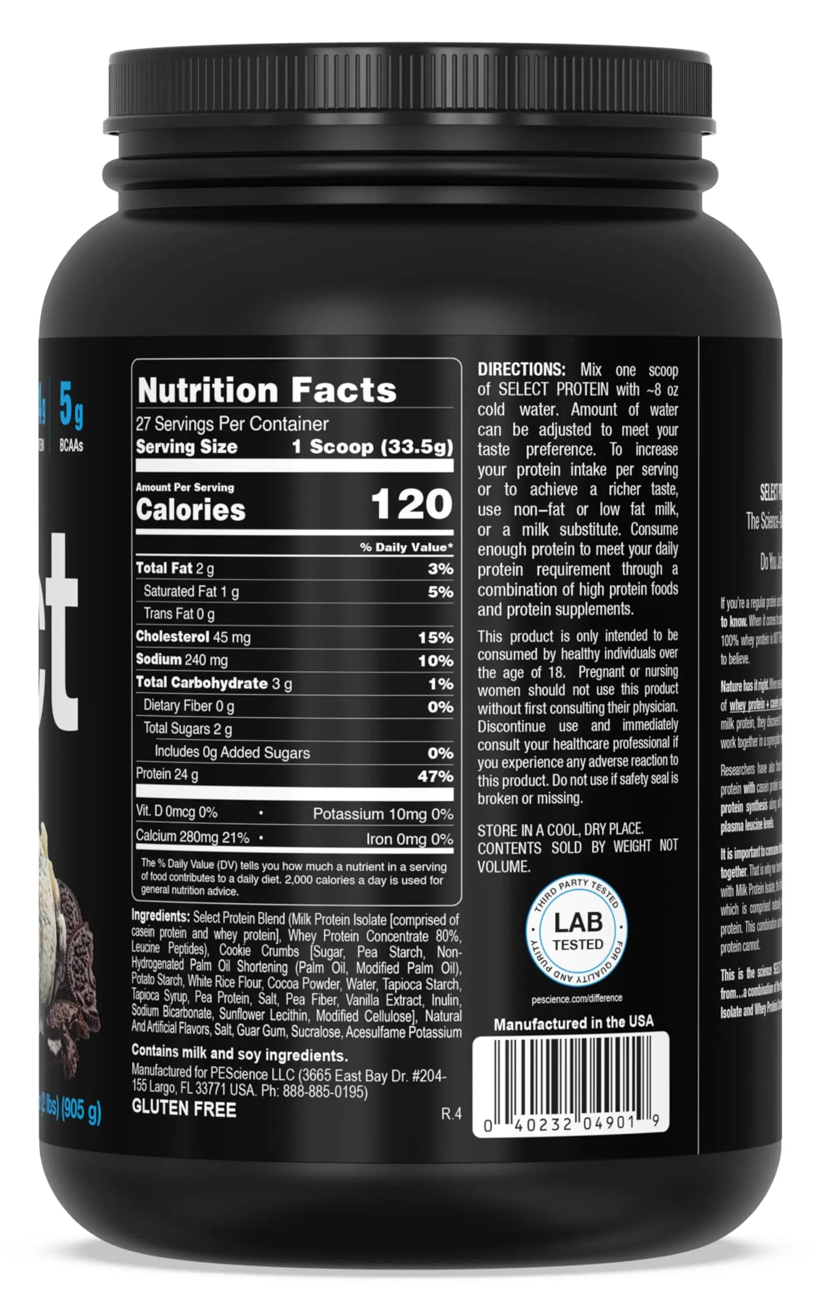 PEScience Select Protein, Cookies and Cream, 27 Serving, Premium Whey and Casein PEScience Au supplements