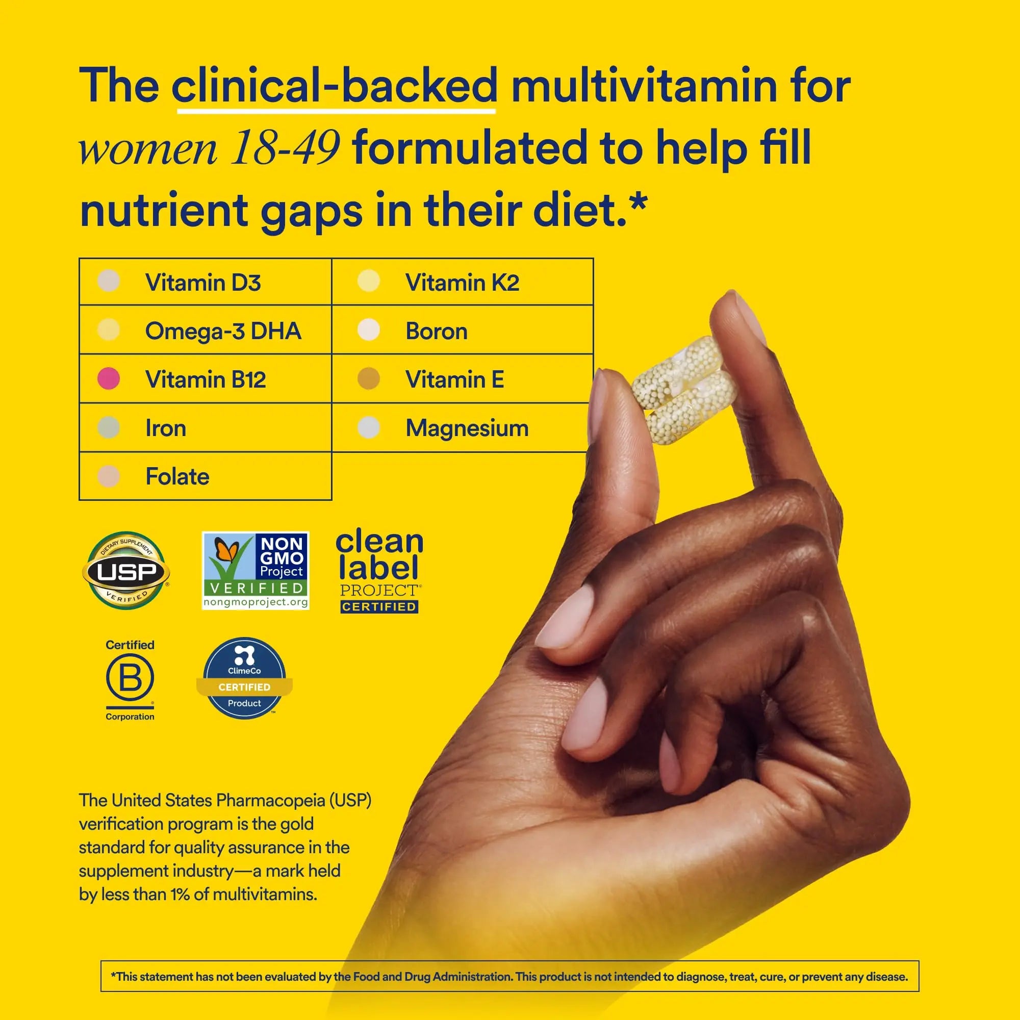 Ritual Multivitamin for Women 18+ with Vitamin D3 for Immune Support*, Vegan Omega 3 DHA, B12, Iron, Gluten Free, Non GMO, USP Verified, Mint, 30 Day Supply, 60 Capsules Ritual Au supplements