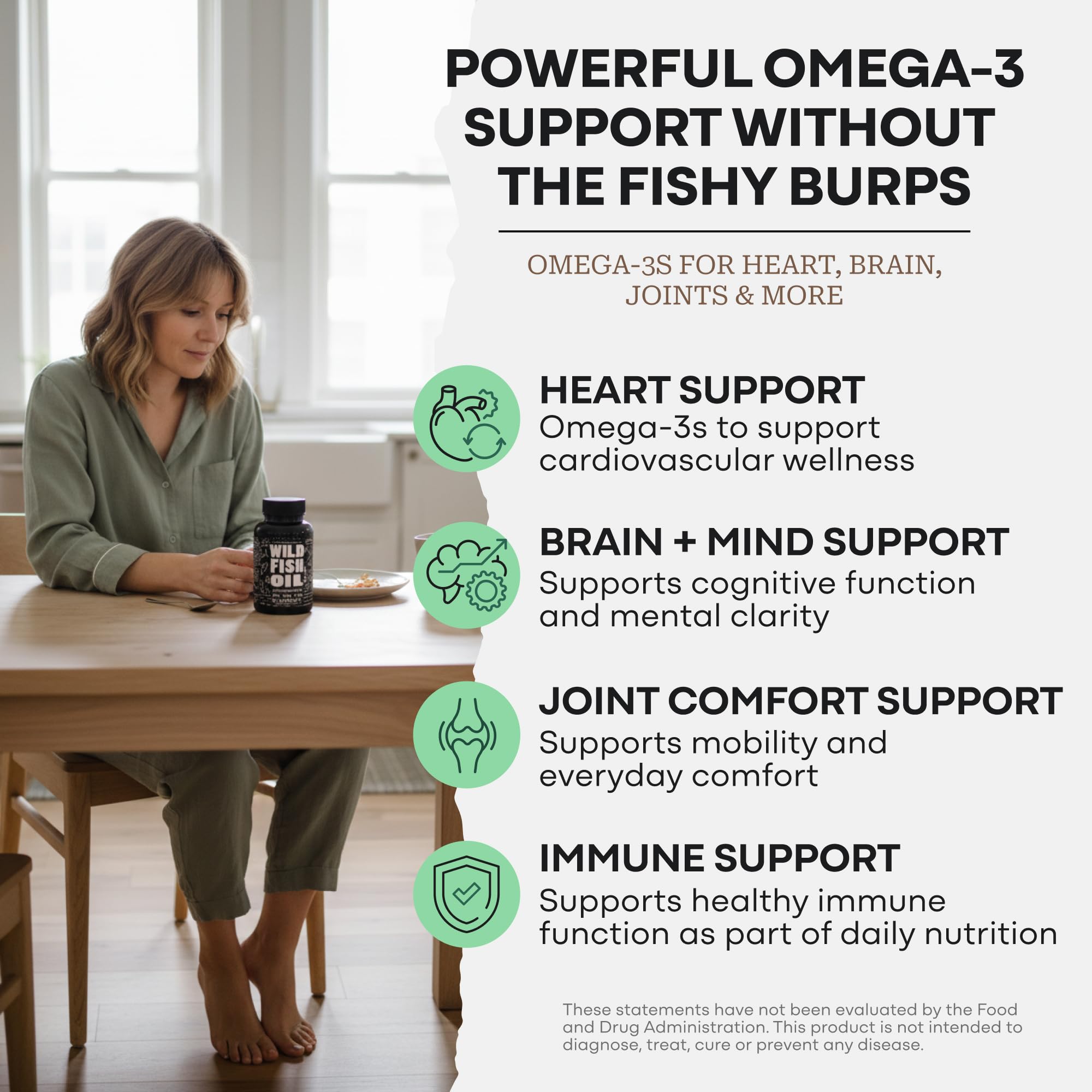 Wild Foods Omega 3 Fish Oil Supplement, 120 Capsules (1 pk) | Wild Caught, Burpless, Odorless, Non-GMO, Gluten Free | DPA, DHA, EPA Triple Strength Heart & Joint Nutrition for Women & Men Wild Foods Au supplements