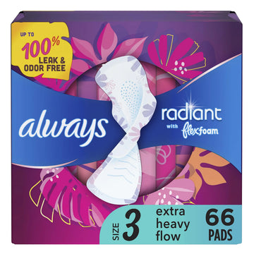Always Radiant Feminine Pads For Women, Size 3 Extra Heavy Absorbency, With Flexfoam Always Au supplements