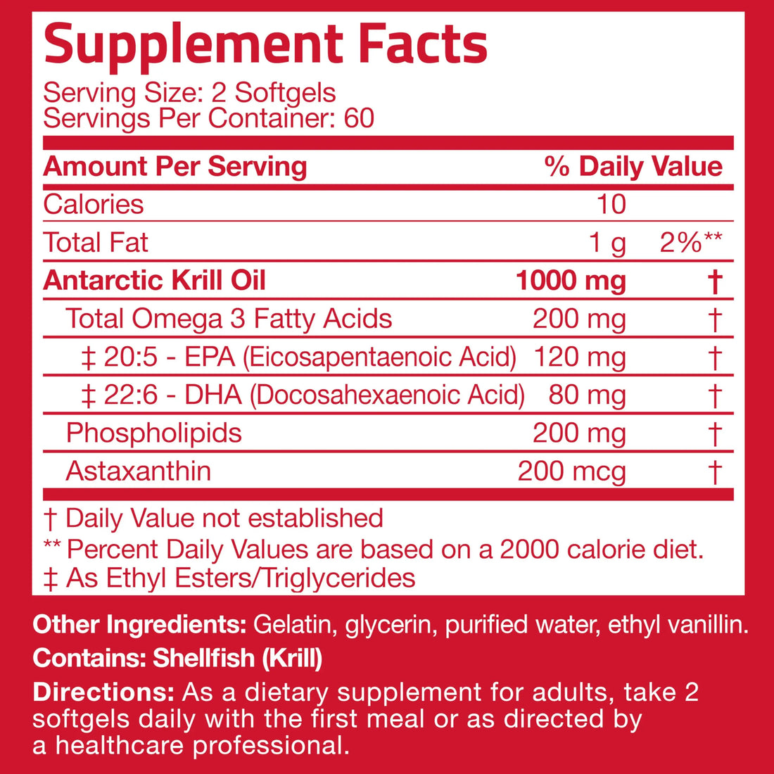 Bronson Antarctic Krill Oil 1000 mg with Omega-3s EPA, DHA, Astaxanthin and Phospholipids 120 Softgels Bronson Au supplements