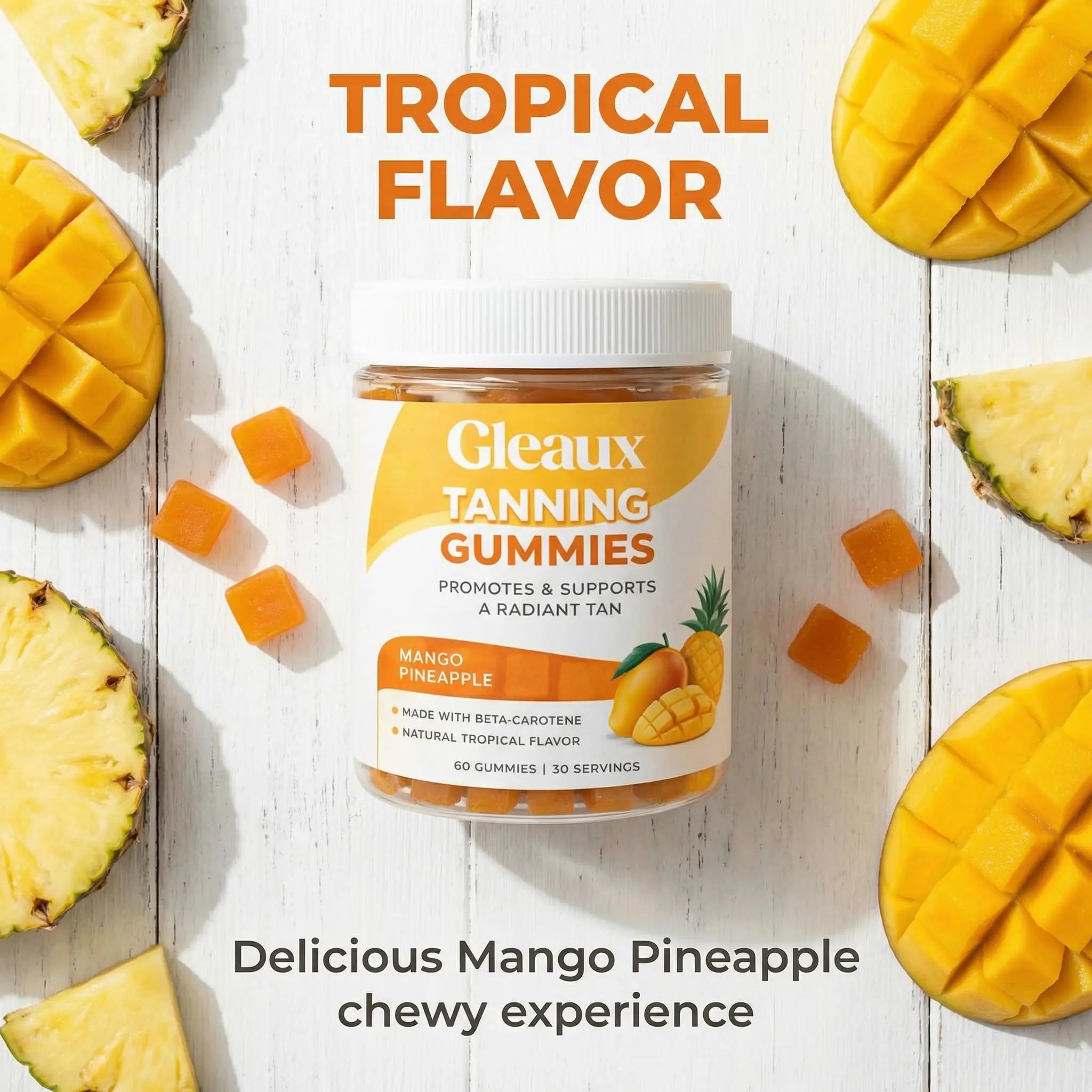 DXWXH Gleaux Tanning Gummies, Tanning Gummies for Women, Sunless Radiance Support with Beta Carotene, Astaxanthin & Lycopene, for Skin Health & Complexion Support, Mango Pineapple Flavor, 60 Gummies DXWXH Au supplements