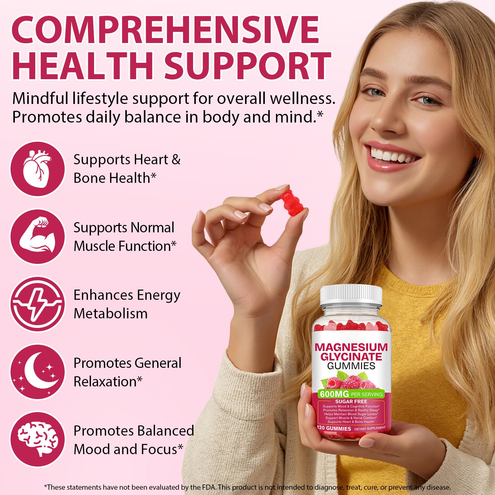 Magnesium Glycinate Gummies 600mg 120 Count - Sugar Free Magnesium Supplement - Supports for Sleep, Memory, Mood, Muscle, Relaxation, Heart & Bone Health BOIUOITI Au supplements