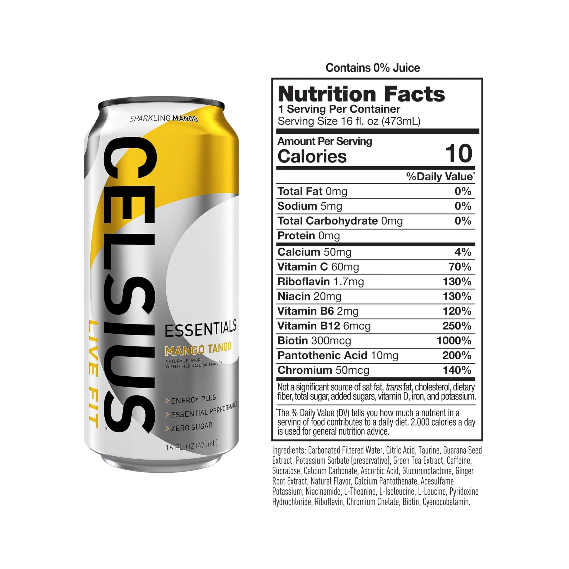 CELSIUS ESSENTIALS, Sparkling Mango Tango, Performance Energy Drink 16 Fl Oz CELSIUS Au supplements