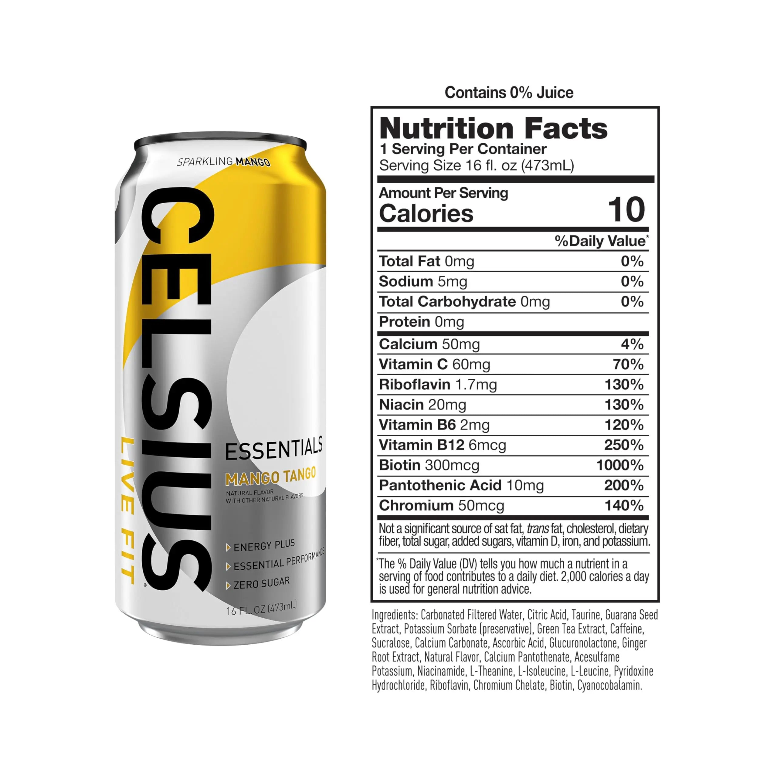 CELSIUS ESSENTIALS, Sparkling Mango Tango, Performance Energy Drink 16 Fl Oz CELSIUS Au supplements
