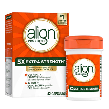 Align Probiotic, Extra Strength, Probiotics for Women and Men, Probiotics for Men, Probiotic Capsules have 5X CFUs, 42 Capsules Align Au supplements