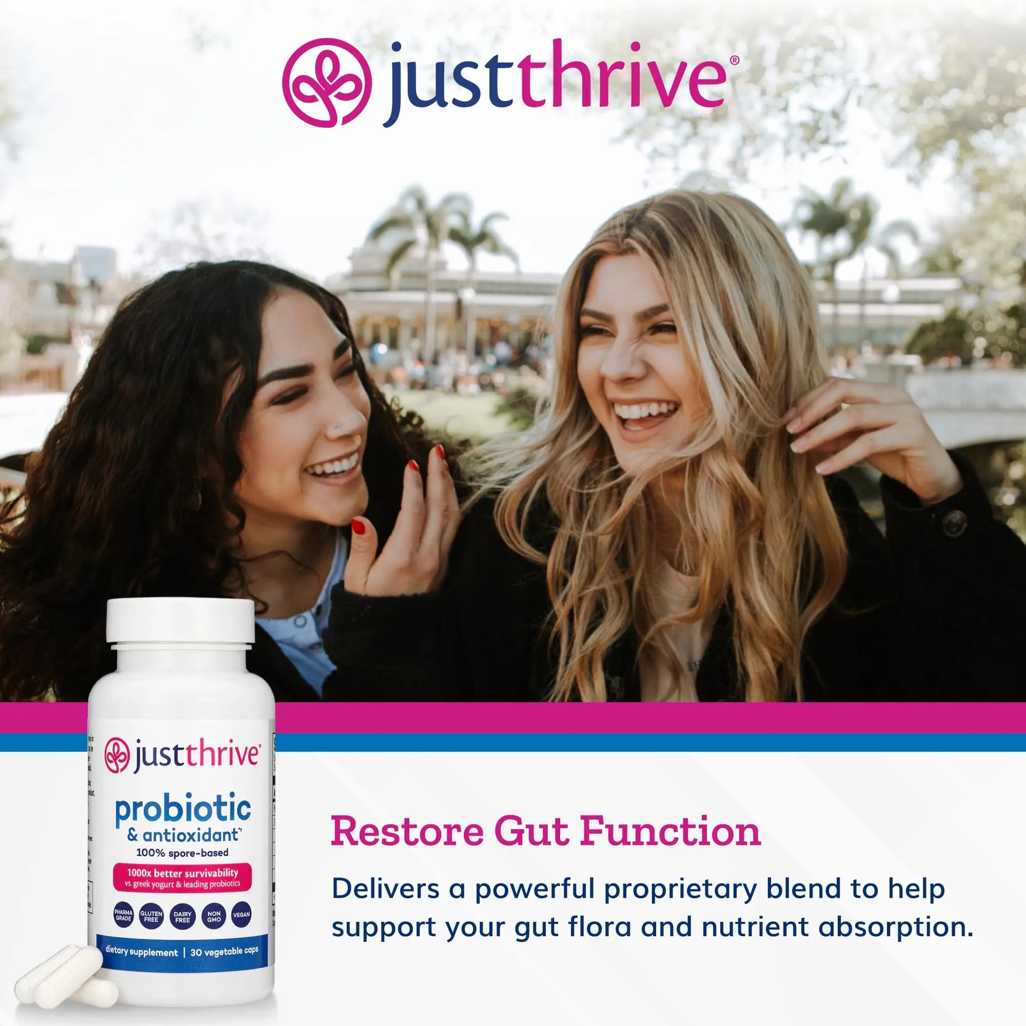 Just Thrive Probiotic & Antioxidant Supplement - 100% Spore-Based Digestive and Immune Support - Gluten Free, 30 Caps Just Thrive Au supplements