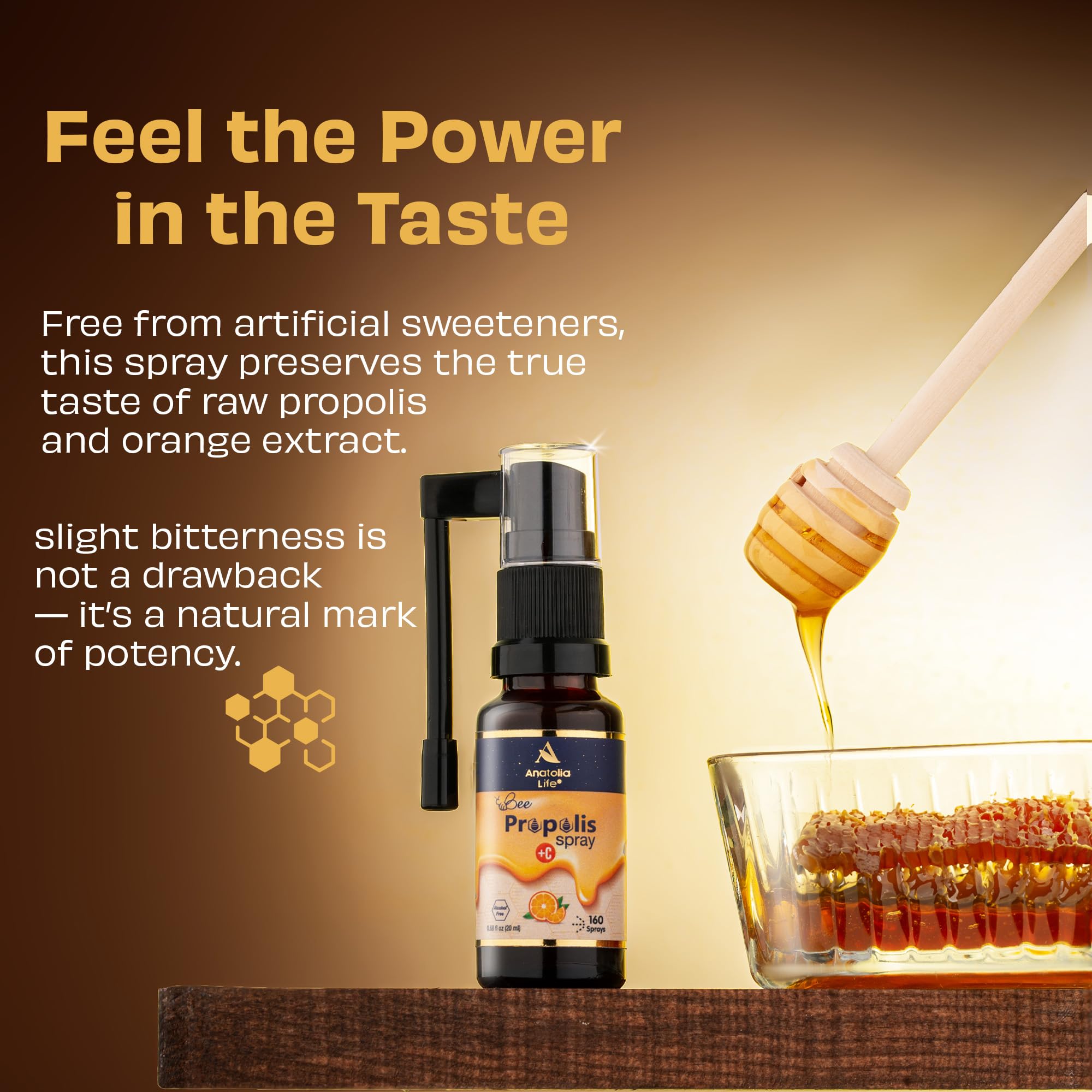 Anatolia Life Bee Propolis Spray + Vitamin C – Alcohol-Free, Natural Orange Flavor, 100% Pure Bee Propolis Extract, Antioxidant Support, Gentle Throat Comfort – 20 ml (~160 Sprays) Anatolia Life Au supplements