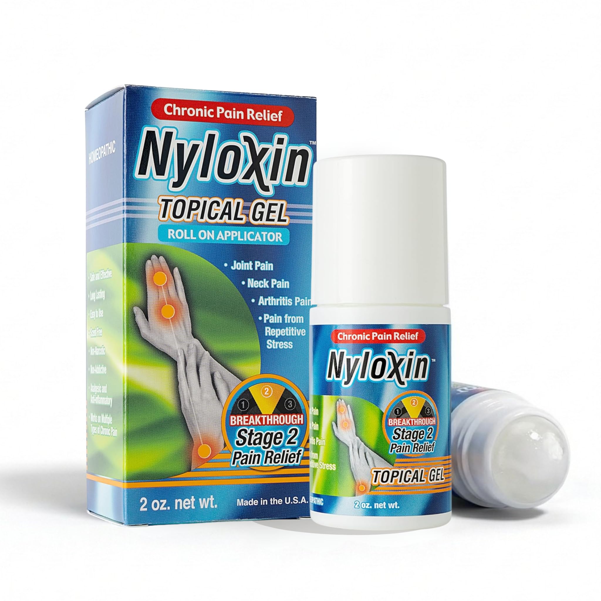 Nyloxin Extra Strength Roll-On Arthritis Pain Relief Gel, Back Pain Relief, Neuropathy Pain Relief, Nerve Pain Relief, Knee Pain Relief, Foot Pain Relief, Muscle Pain Relief, Joint Pain (2 oz) Nyloxin Au supplements