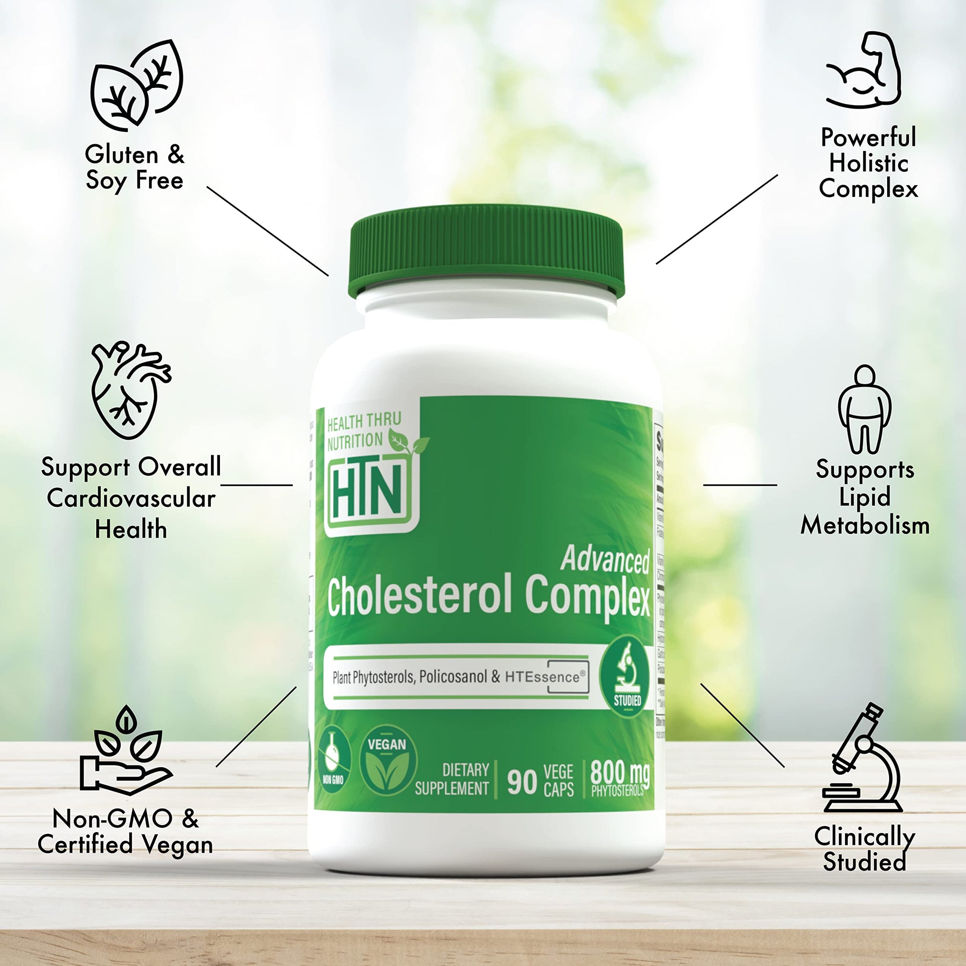 Health Thru Nutrition Advanced Cholesterol Complex | Heart Health Support & Lipid Metabolism with Phytosterols, Policosanol, Hydroxytyrosol, Chromium and More | Vegan, Non-GMO (Pack of 90) Health Thru Nutrition Au supplements