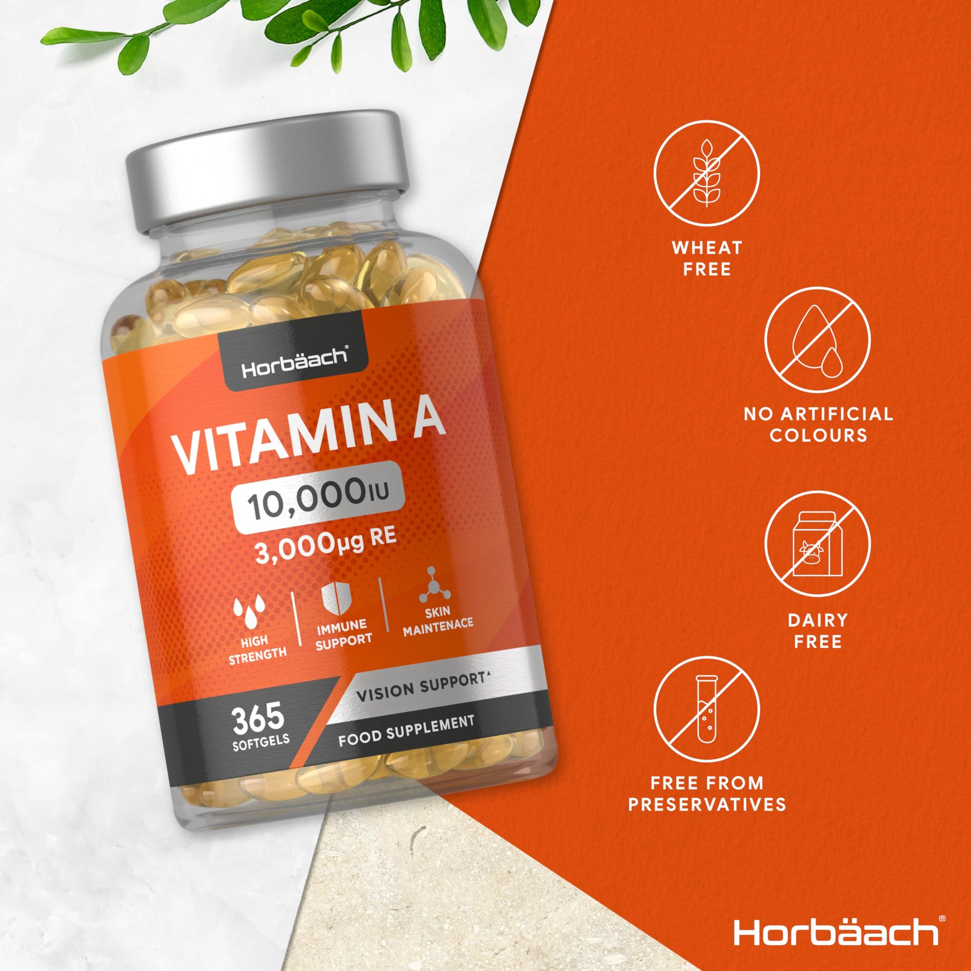 Vitamin A Capsules 10,000iu | 365 Count (1 Year Supply) | High Strength Vitamin A Supplem Horbäach Au supplements