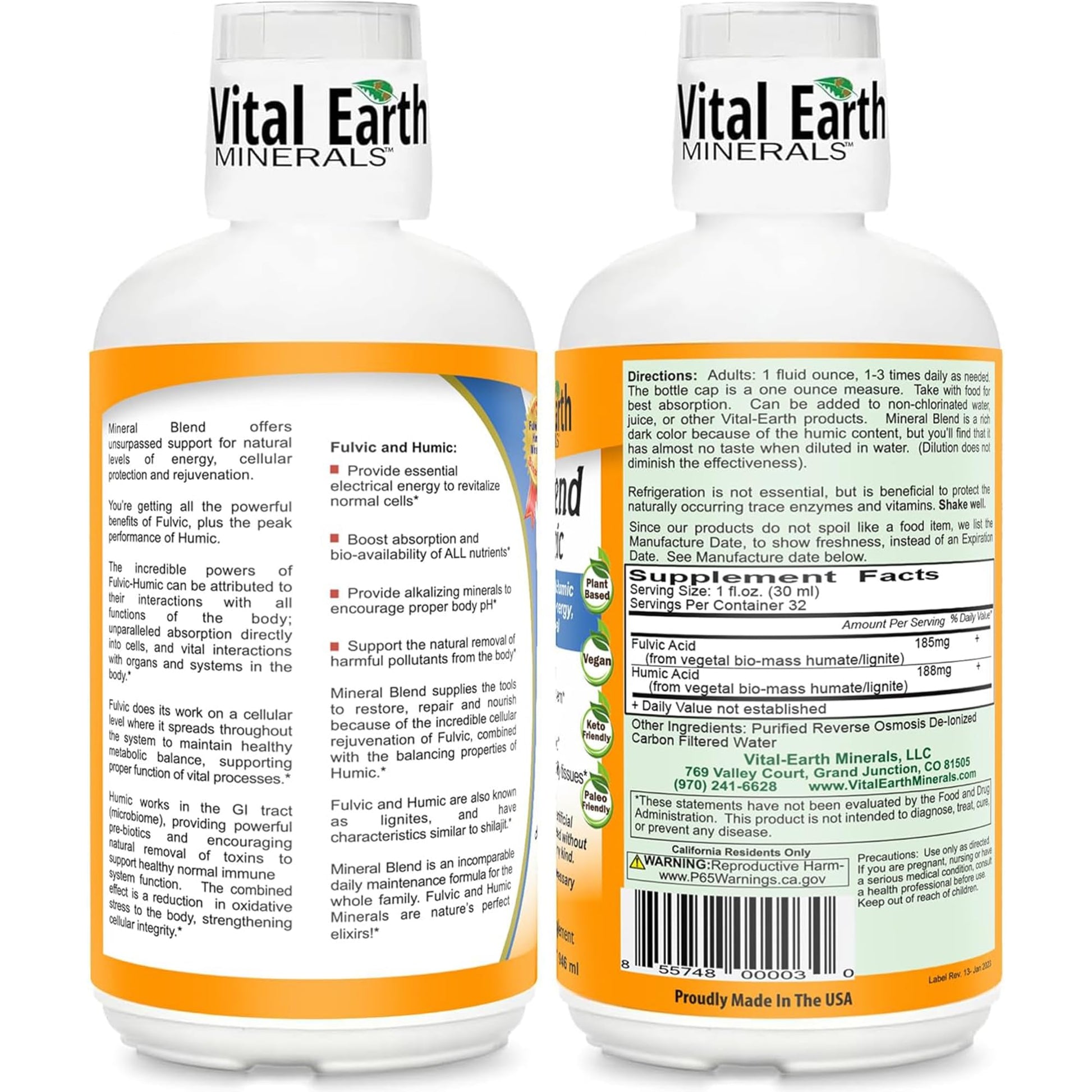 Vital Earth Minerals Detox & Wellness Support – Fulvic Humic Mineral Blend with 70+ Trace Minerals, Electrolytes, 32 Oz Bottle + 14 Single-Serve Packs Vital Earth Minerals Au supplements