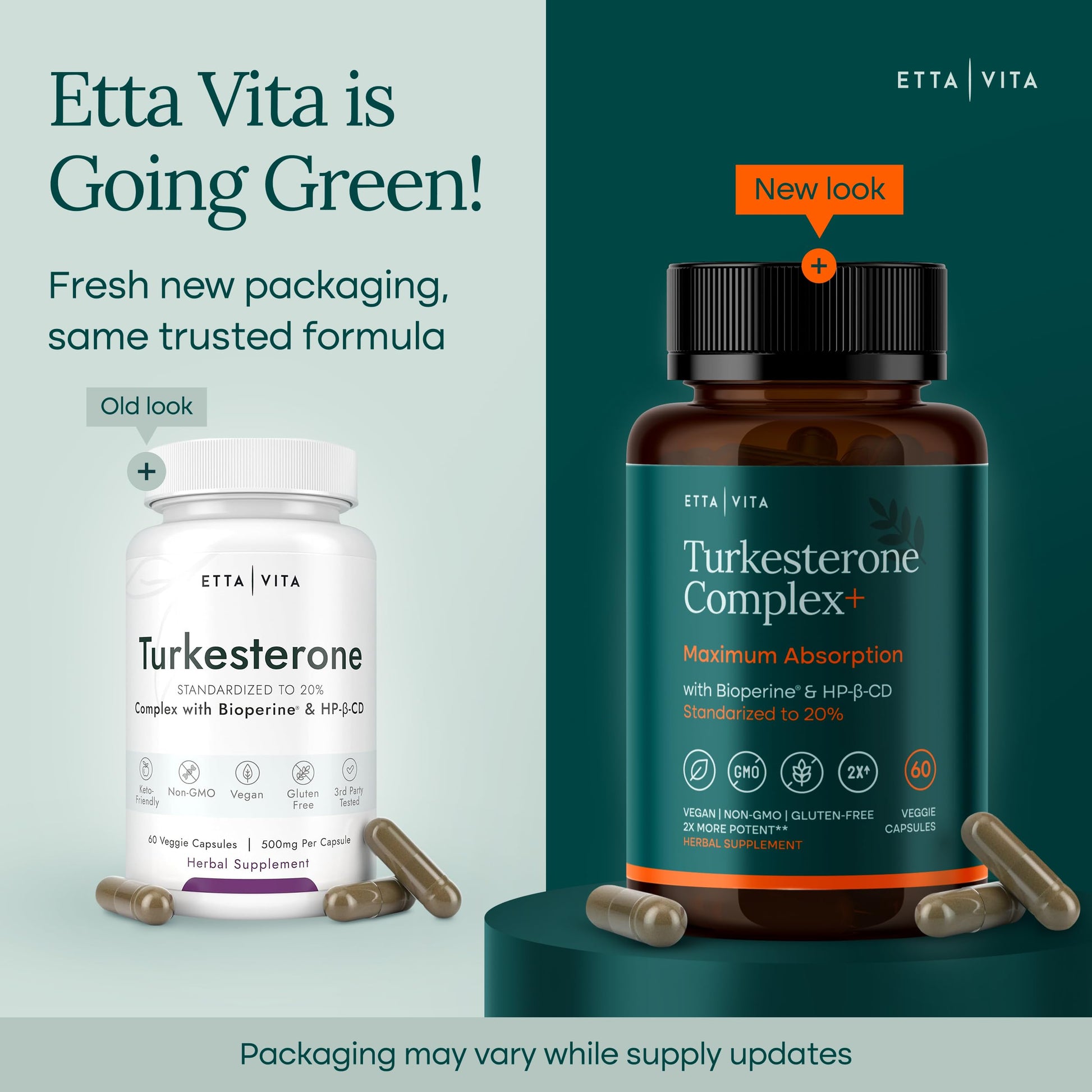 Potent Turkesterone Supplement, 2X Pure (Made in USA - 3rd Party Tested) Most Bioavailable and Natural Test Support Supplement, Supports Energy Lean Muscle Health, Recovery and Stamina, Vegan (60ct) Etta Vita Au supplements