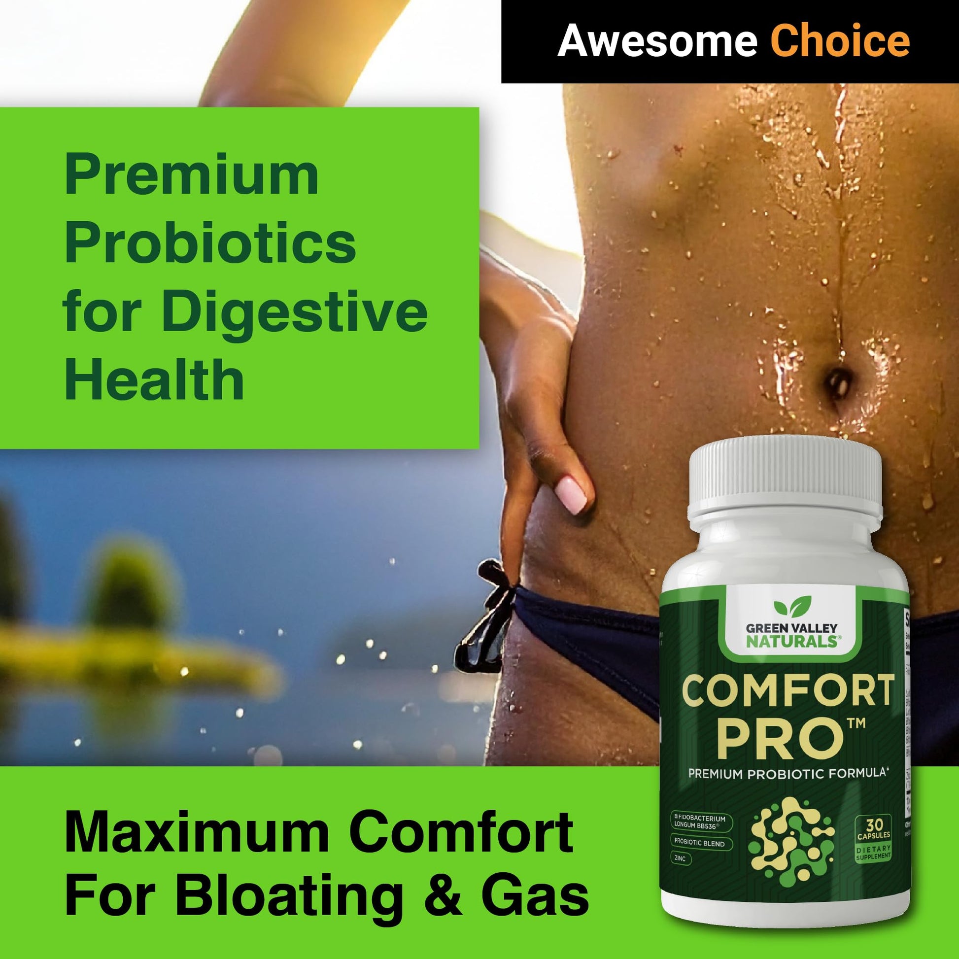 ComfortPro™ Daily Probiotics for Digestive Health | Constipation Relief & Bloating Support for Women & Men | Gut Cleanse with Zinc | Helps Reduce Gas & Promotes Digestive Regularity | Valley Formula GREEN VALLEY NATURALS Au supplements