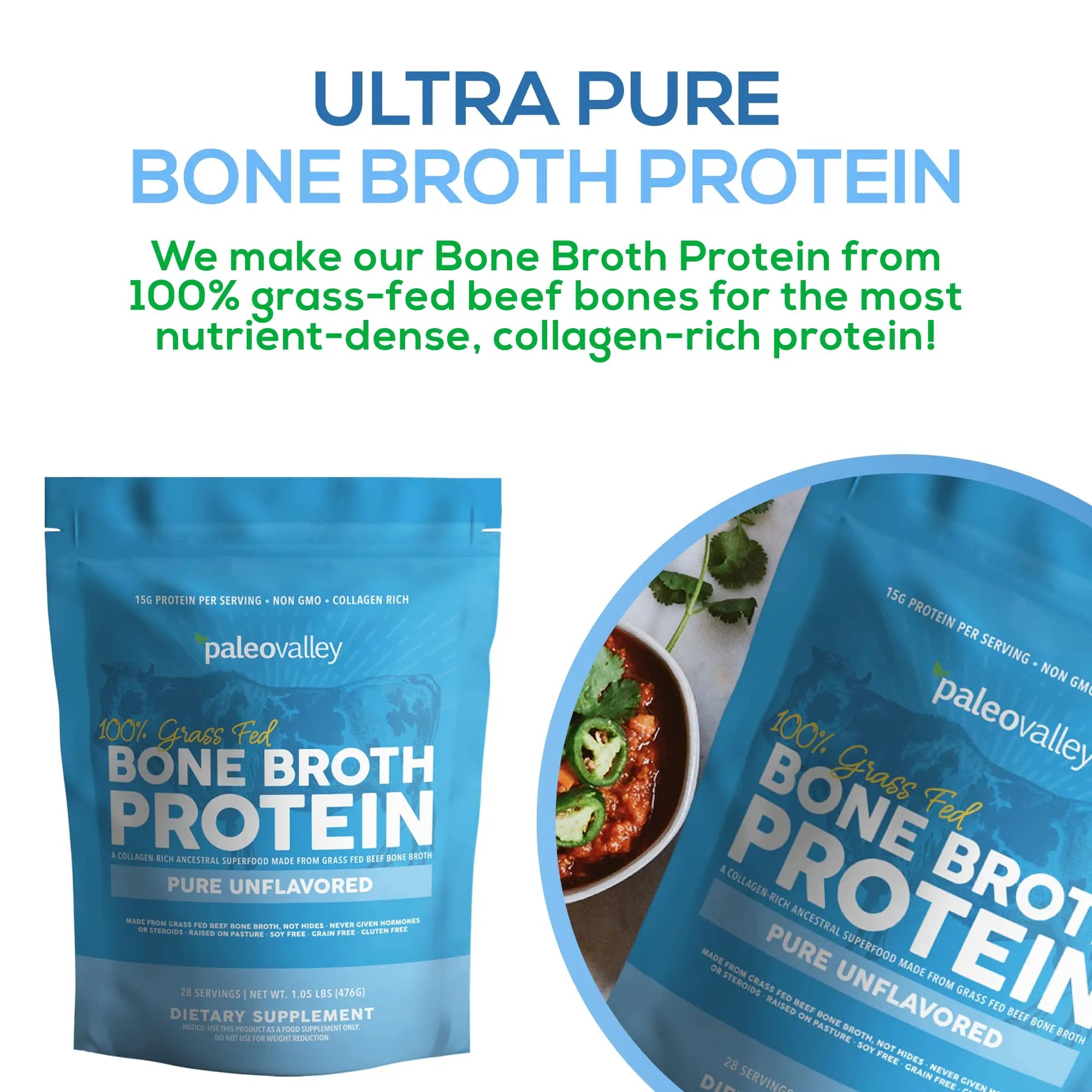 Paleovalley 100% Grass Fed Beef Bone Broth Protein Powder - Rich in Collagen Peptides Paleovalley Au supplements