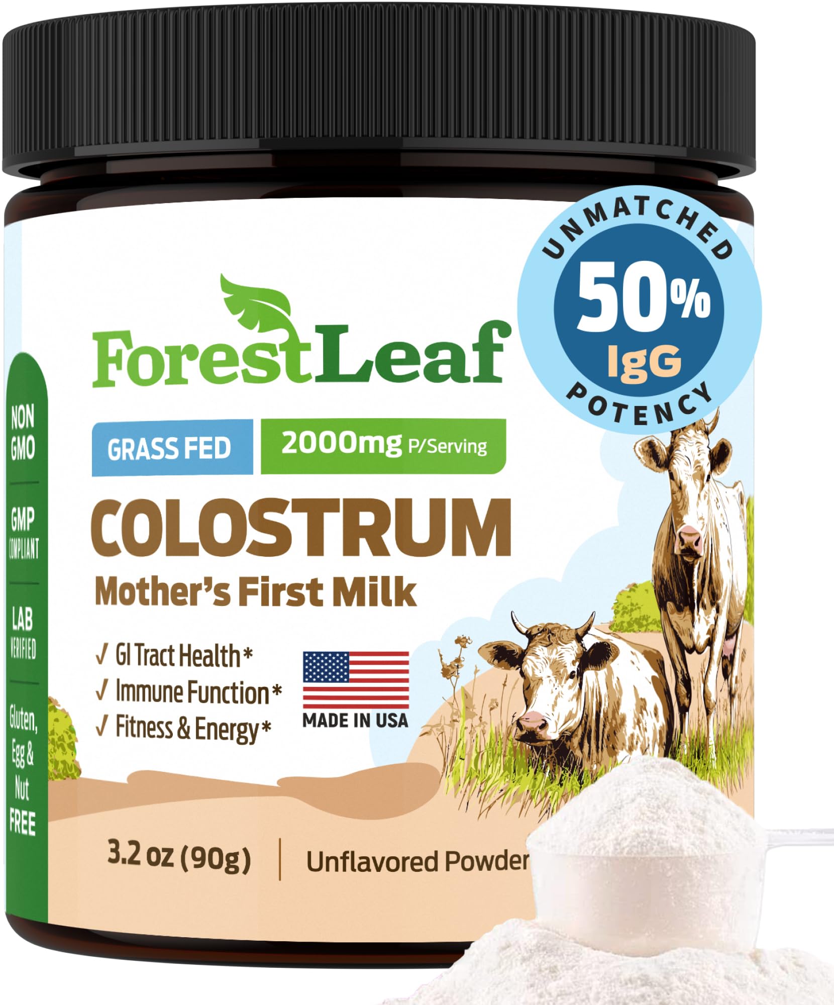 ForestLeaf Colostrum Powder 50% IgG Highest Concentration - Grass Fed Bovine ForestLeaf Au supplements