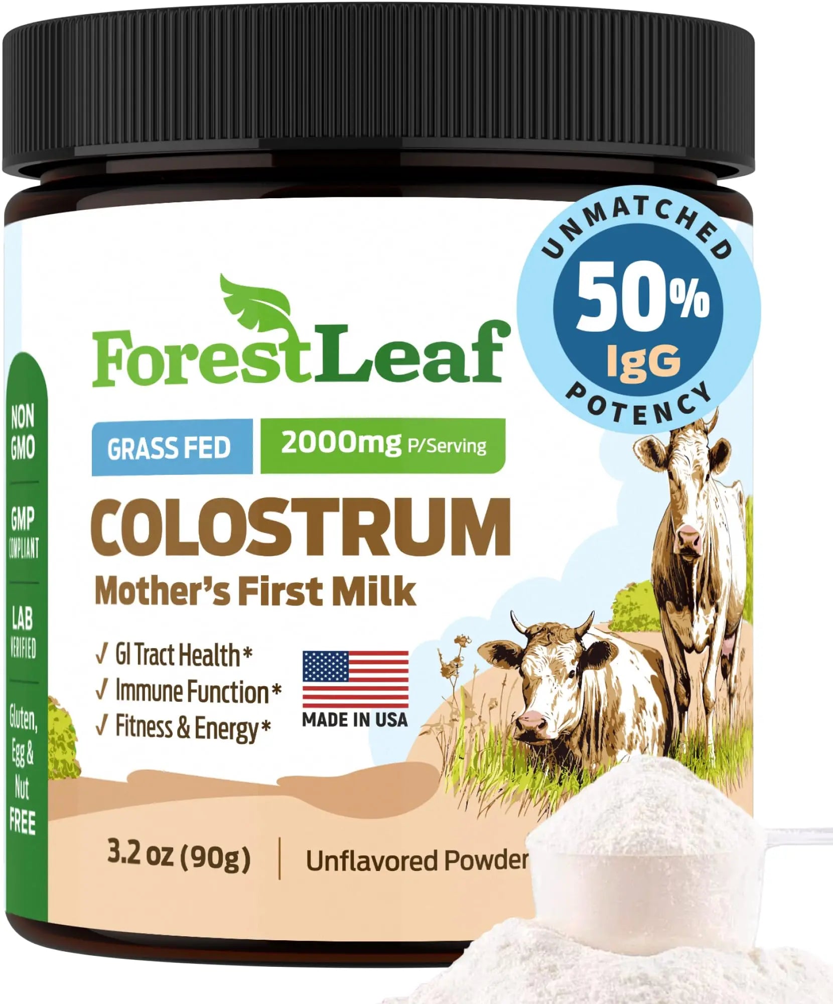 ForestLeaf Colostrum Powder 50% IgG Highest Concentration - Grass Fed Bovine ForestLeaf Au supplements