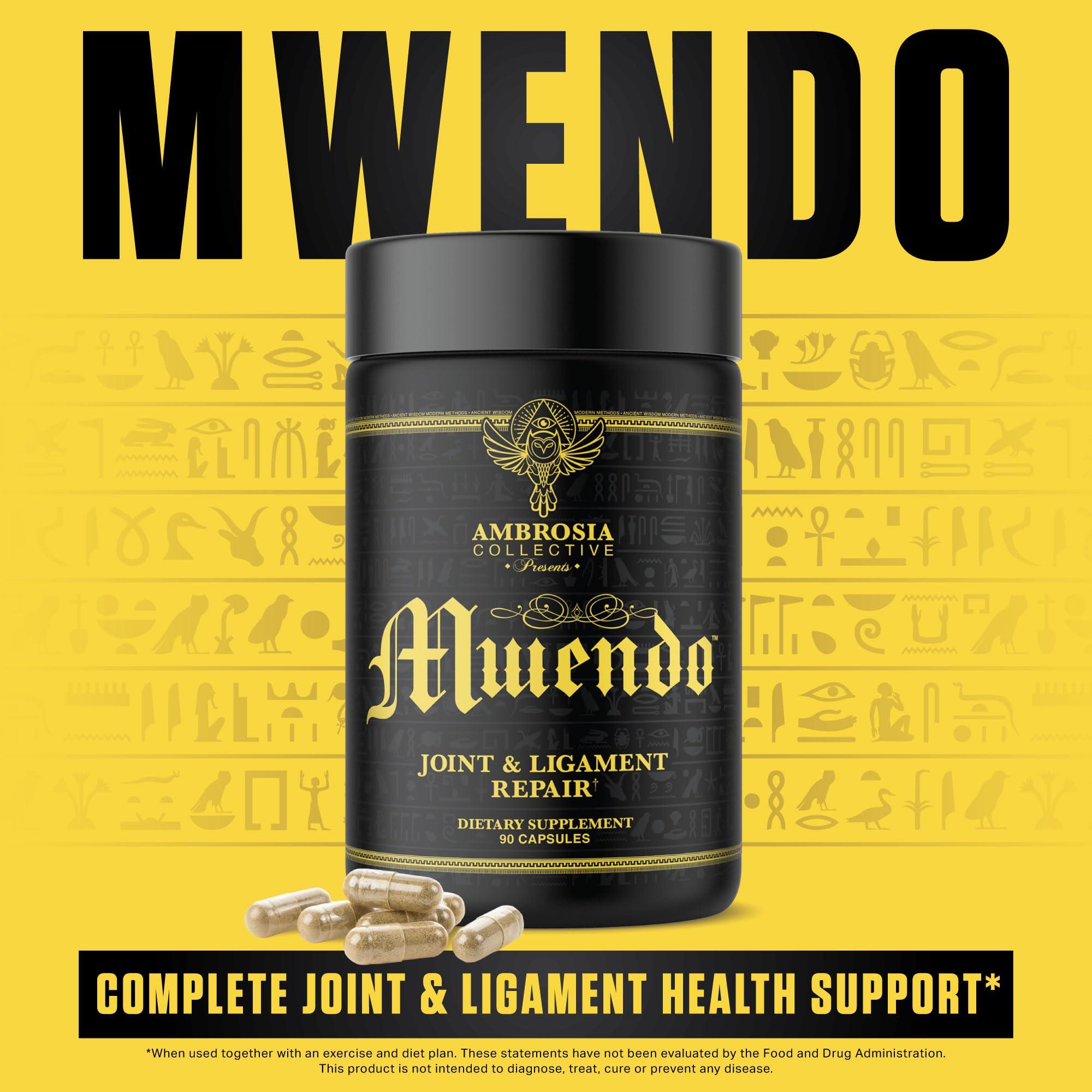 Ambrosia Mwendo - Joint & Ligament Repair | Strengthen Tendons & Increase Soft Tissue Extensibility | Muscle Soreness, & Recovery Time with BioCell Collagen | 90 Veggie Capsules Ambrosia Au supplements