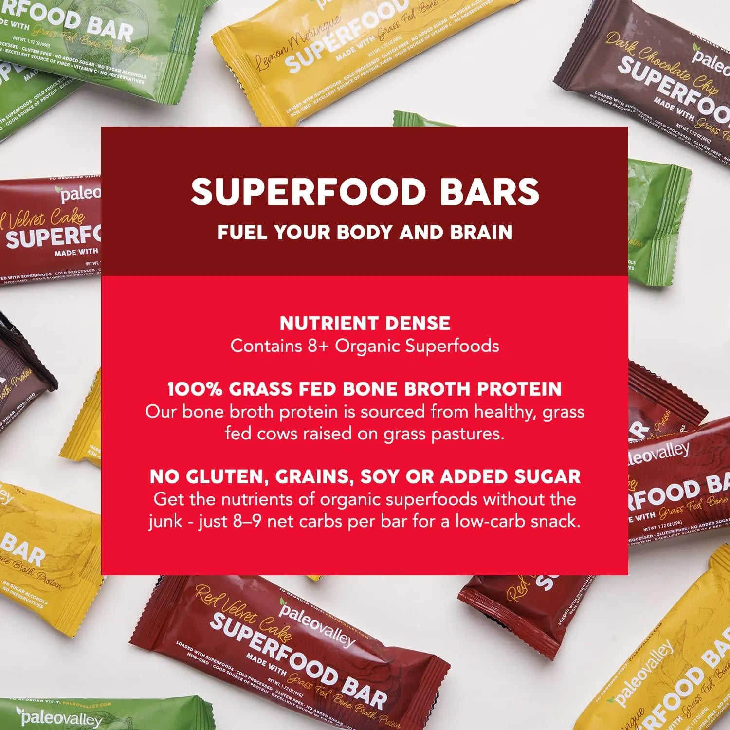 Paleovalley Superfood Bars – Red Velvet– 10 Pack – 9g Protein per Bar – Gluten-Free, Grain-Free, Paleo, Non-GMO – On-the-Go Snack Paleovalley Au supplements