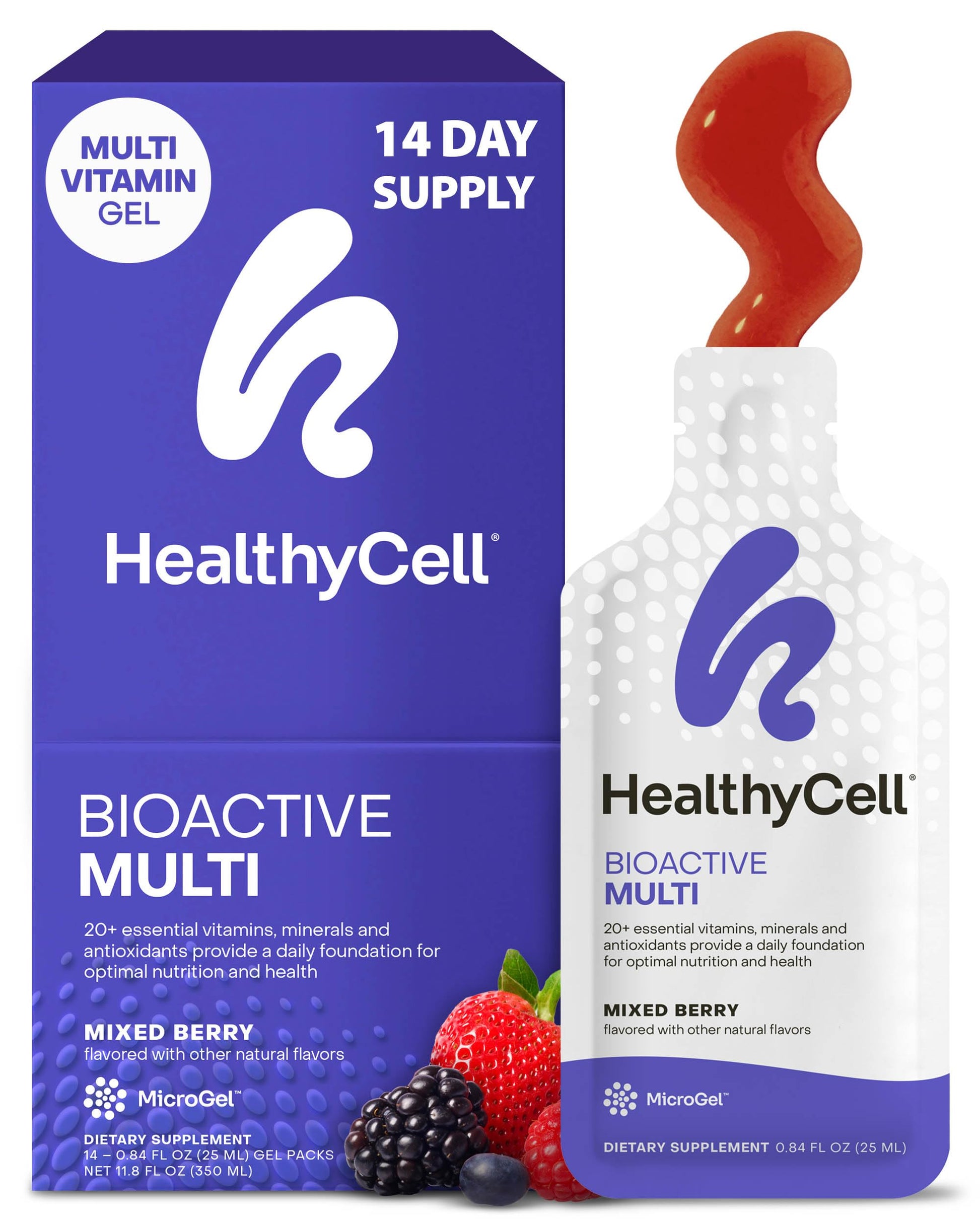 Healthycell Bioactive Daily Liquid Multivitamin for Men & Women – 20+ Essential Vitamins, Minerals & Antioxidants for Brain, Heart, Immune Support, Skin & Hair Support - 14 Gel Packs Healthycell Au supplements