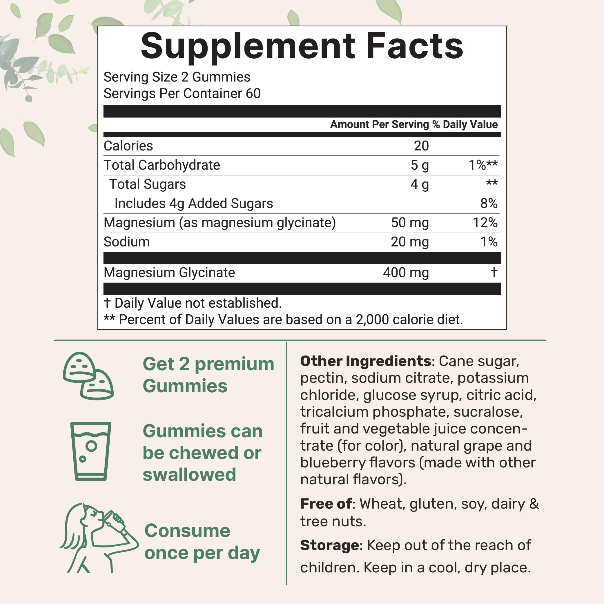 Magnesium Glycinate Gummies 400mg Per Serving, 120 Count | Natural Grape Blueberry Flavor | Potent Elemental Form + Chelated for High Absorption | Healthy Muscle, Bones, & Mood Support Supplement Micro Ingredients Au supplements