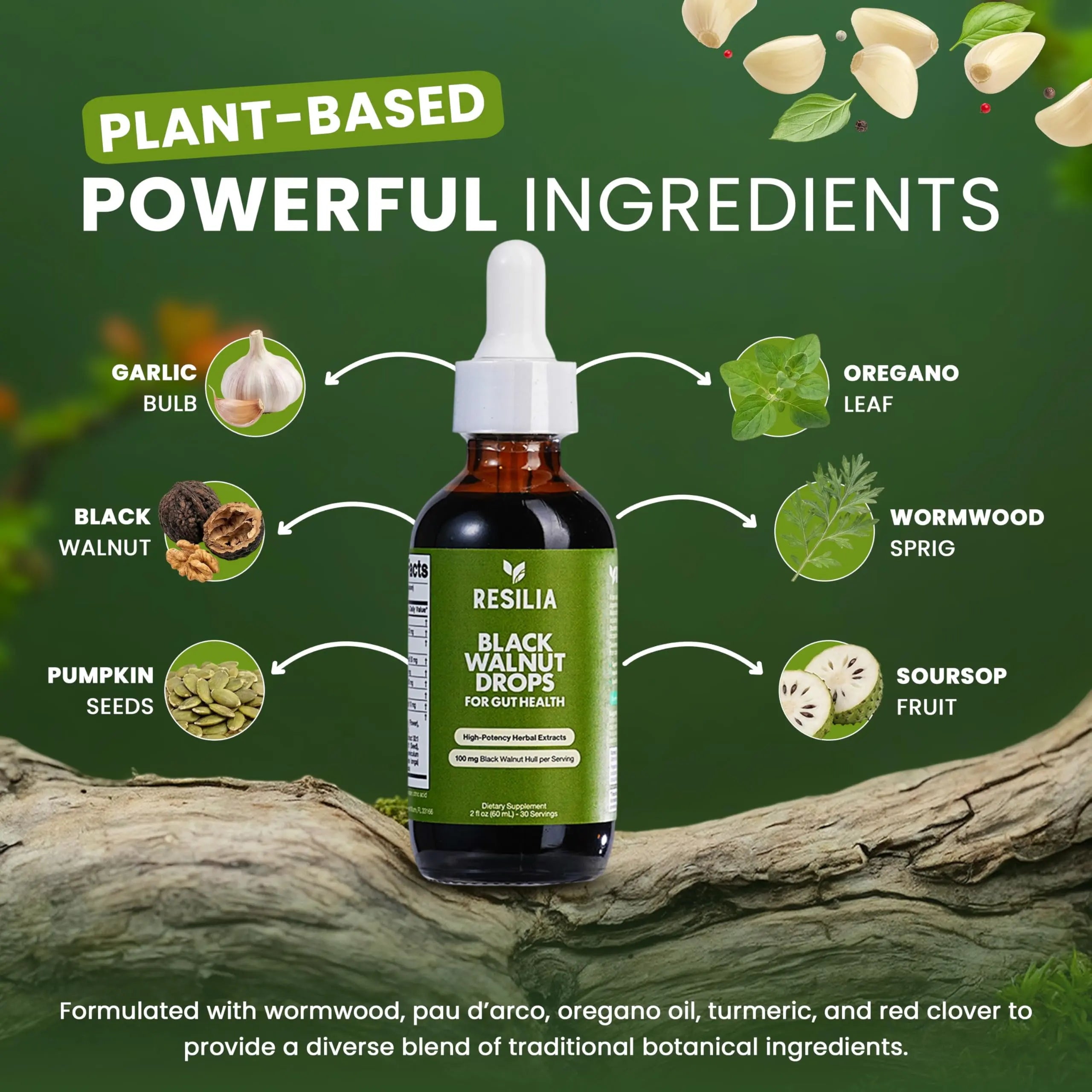 Resilia Herbal Cleanse Liquid Drops – Black Walnut & Wormwood Extract with Pumpkin Seed, Garlic & Turmeric – Alcohol-Free Vegan Tincture for Digestive & Daily Wellness Support, 2 fl oz Resilia Oil Of Oregano Au supplements