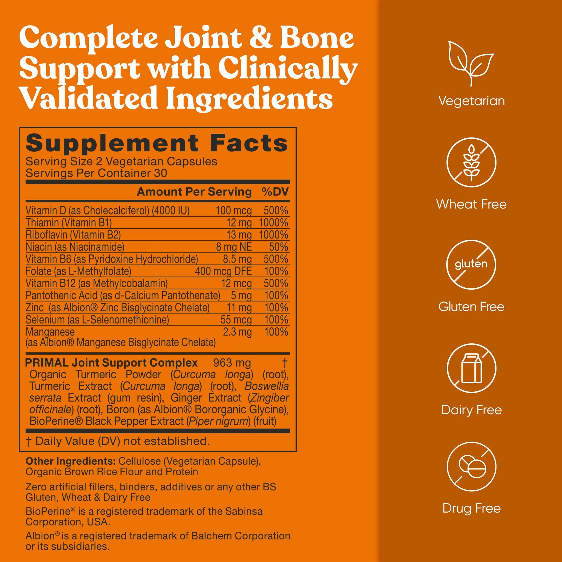 Primal Joint & Mobility Support - Advanced Joint Support Supplement for Women and Men - Turmeric, Boswellia, Ginger and Boron for Whole-Body Flexibility, Joint Health & Comfort - 60 Veg Soft Capsules Eu Natural Au supplements